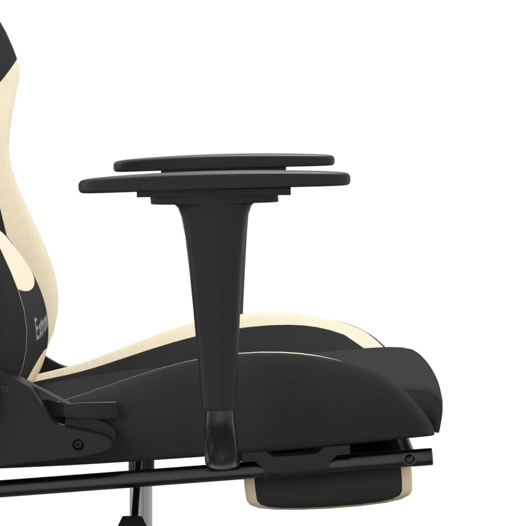 vidaXL Massage Gaming Chair with Footrest, Reclining, Height Adjustable, Swivel, Black & Cream