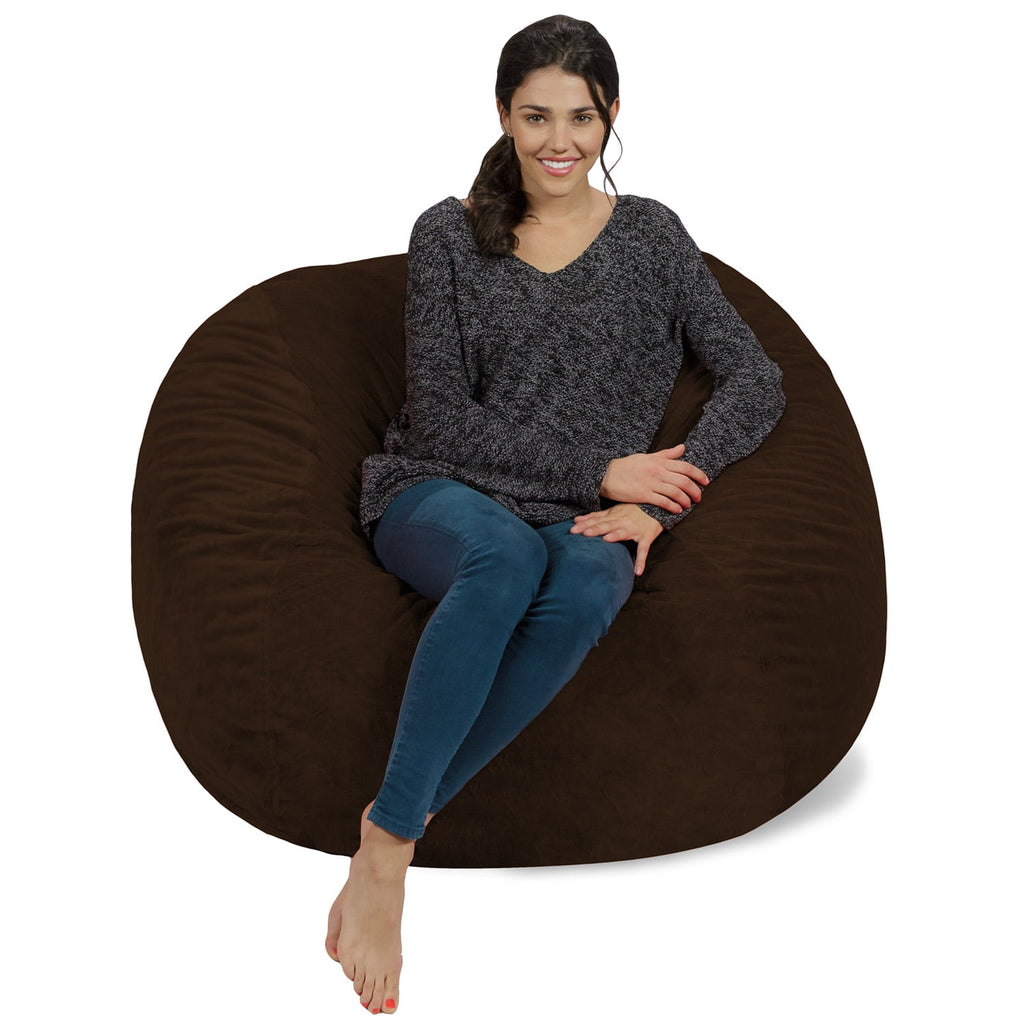 Chill Sack Bean Bag Chair, Memory Foam Lounger with Ultra Fur Cover, Kids, Adults, 4 ft, Brown