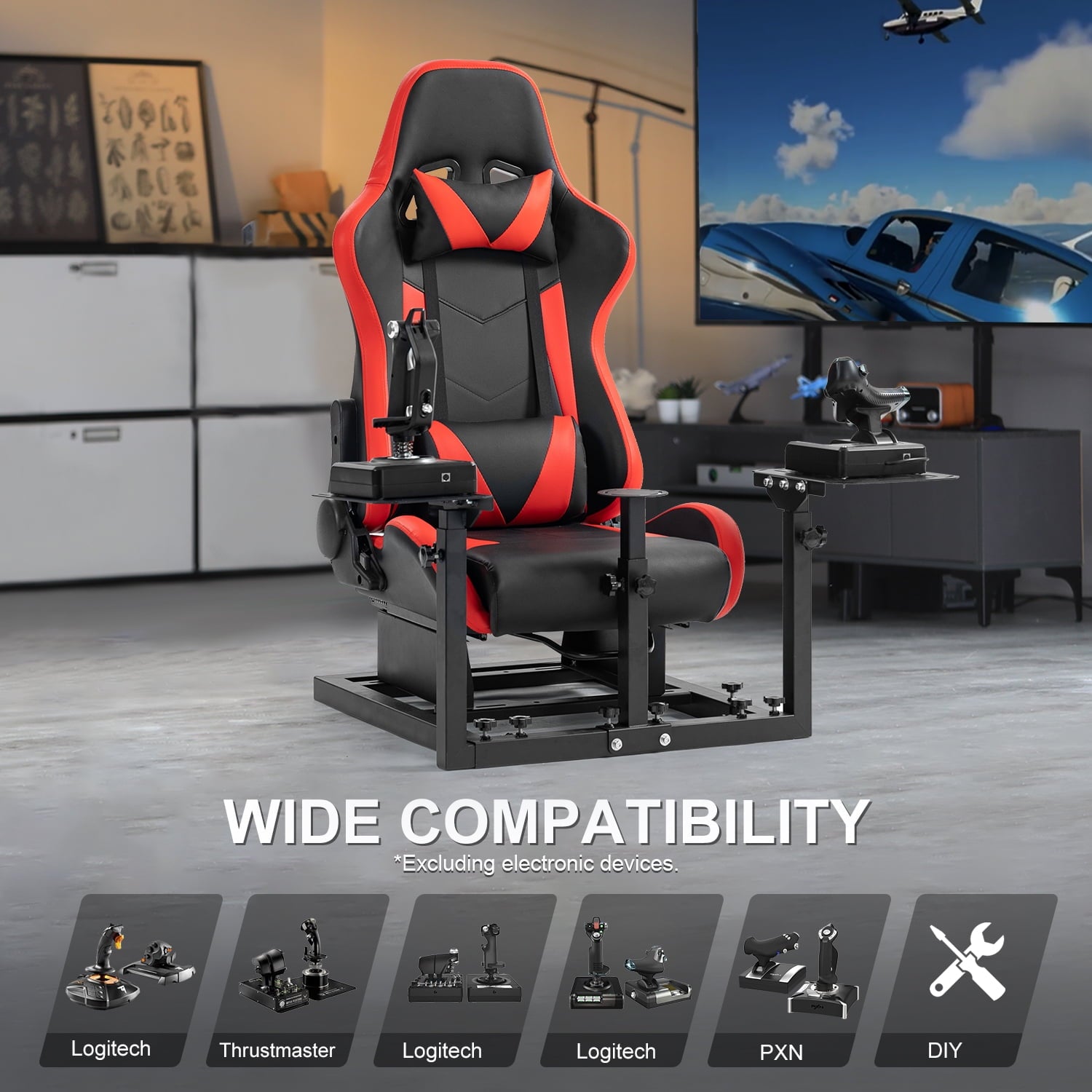 Marada Flight Simulator Cockpit with Game Chair Fit for Thrustmaster A10C Hotas Warthog