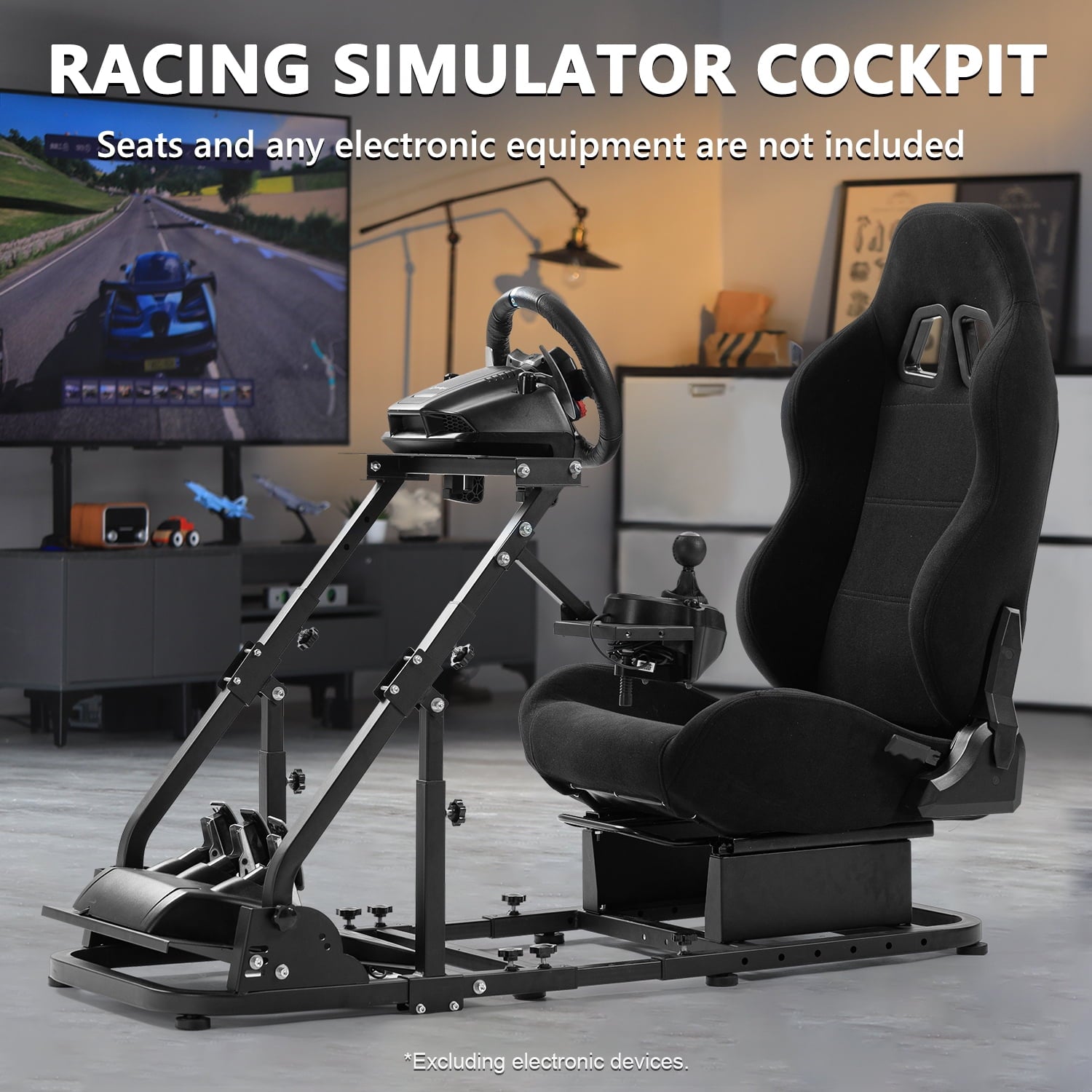 Marada Racing Cockpit with Seat Foldable Compatible with Logitech G25 G27 G29 G920 Thrustmaster T80 T150