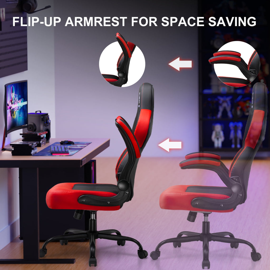 GTPLAYER Ergonomic 360° Swivel Gaming Computer Desk Chair with Footrest and Lumbar Support, Red