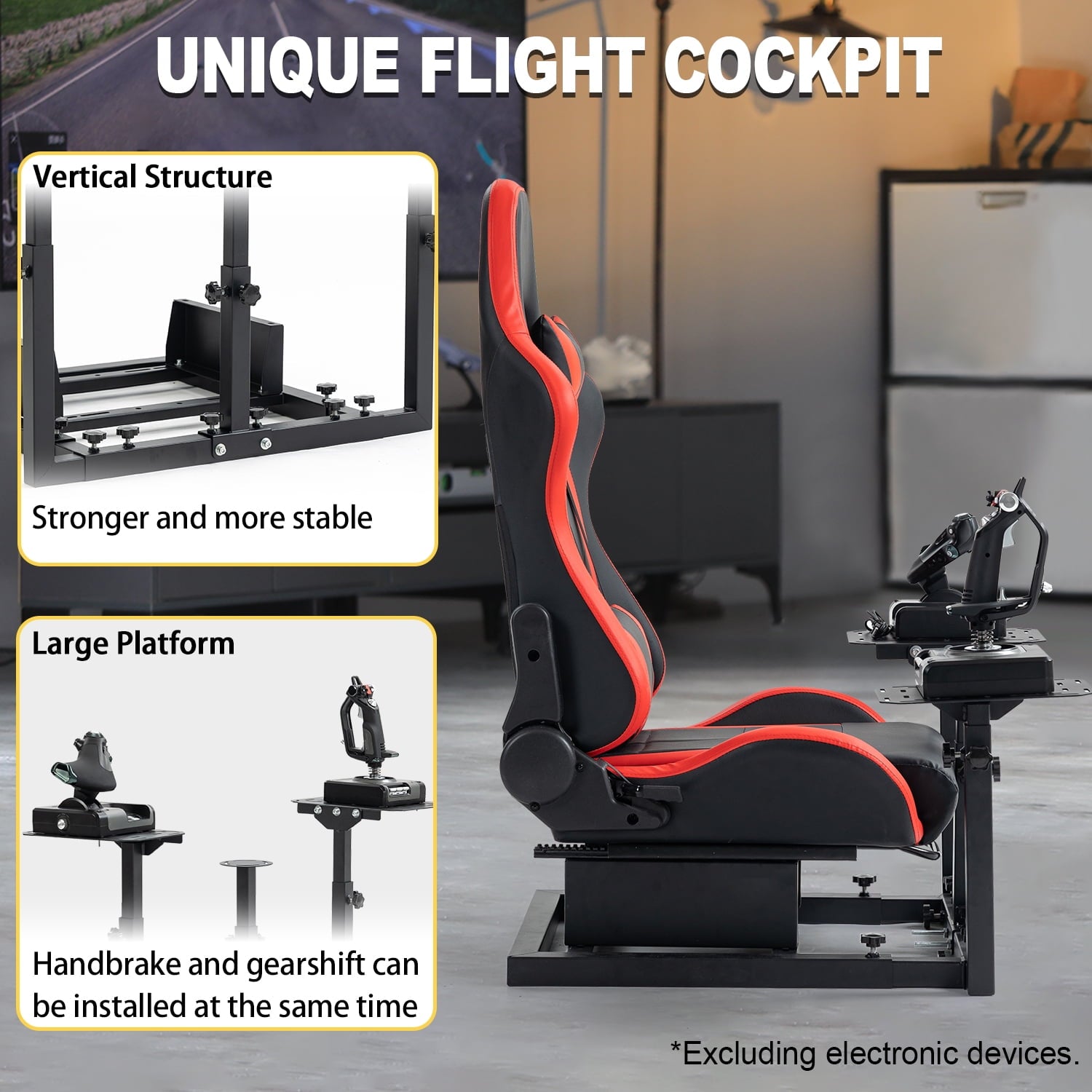 Marada Flight Simulator Cockpit with Game Chair Fit for Thrustmaster A10C Hotas Warthog