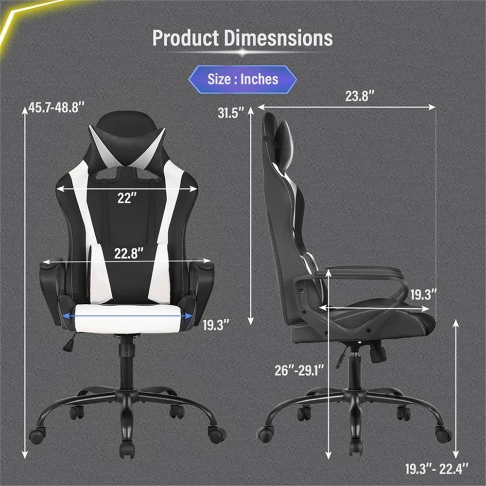Furniture of America Igra Faux Leather Gaming Desk Chair in Black and White