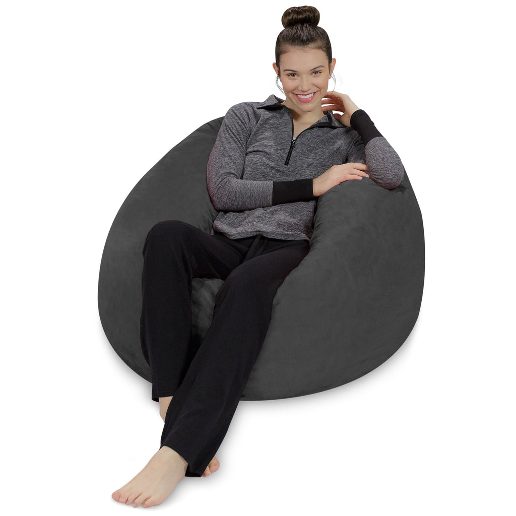 Sofa Sack Bean Bag Chair, Memory Foam Lounger with Microsuede Cover, Kids, 3 ft, Charcoal