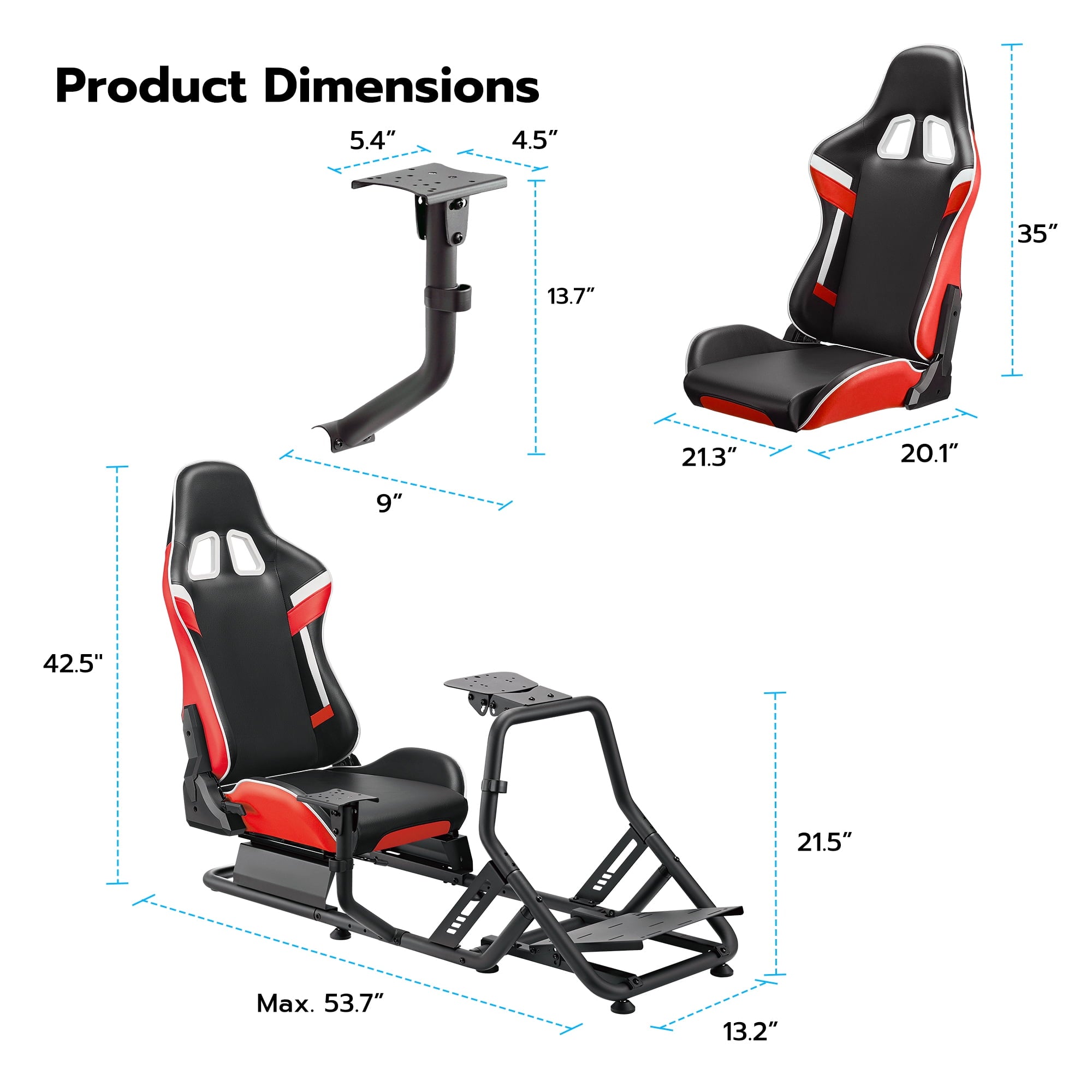ARES WING Racing Simulator Cockpit with Gaming Chair Fit Logitech Thrustmaster Xbox
