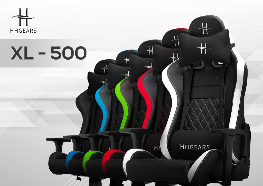 HHGears XL 500 Series Gaming Chair Black and Blue with Headrest/Lumbar Pillows