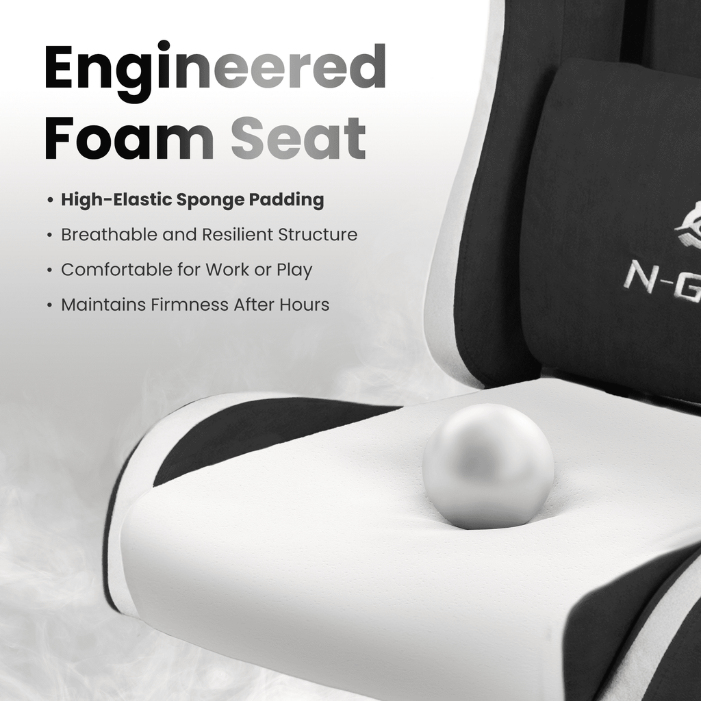 CELTOSS Black Fabric Gaming Chair with Footrest, Comfortable Computer Office Chair with Lumbar Cushion, High Back Gamer Game Chair for Adult, Reclining Video Desk Chair