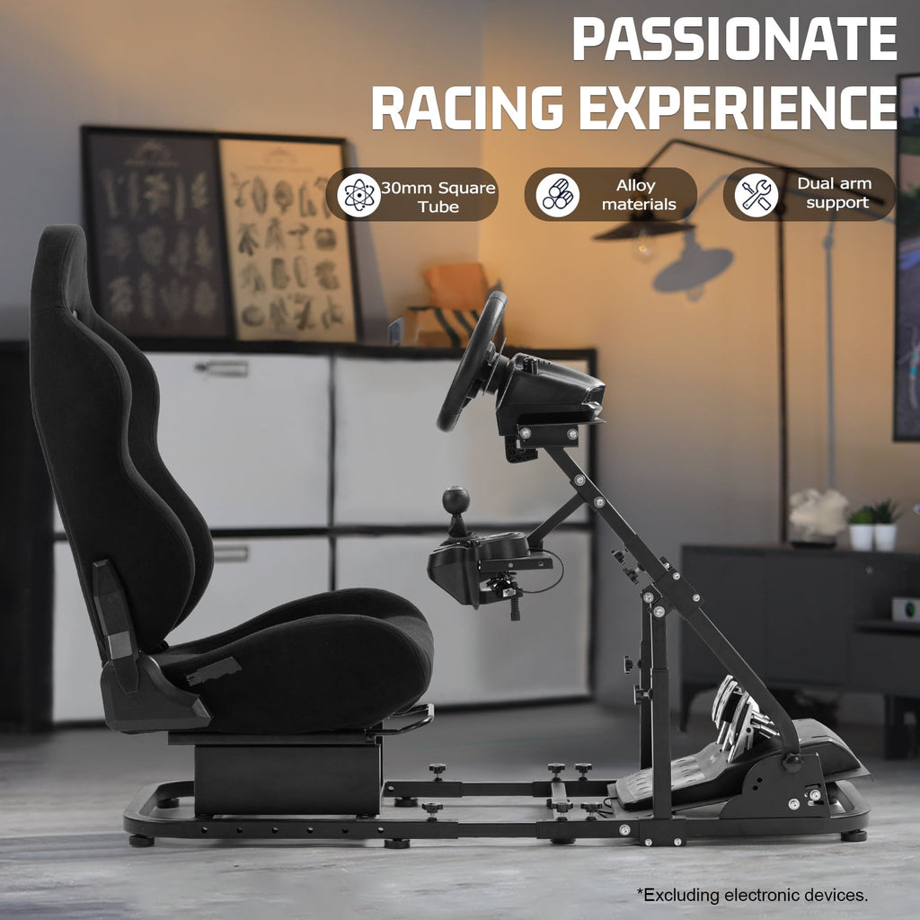 Marada Racing Cockpit with Seat Foldable Compatible with Logitech G25 G27 G29 G920 Thrustmaster T80 T150