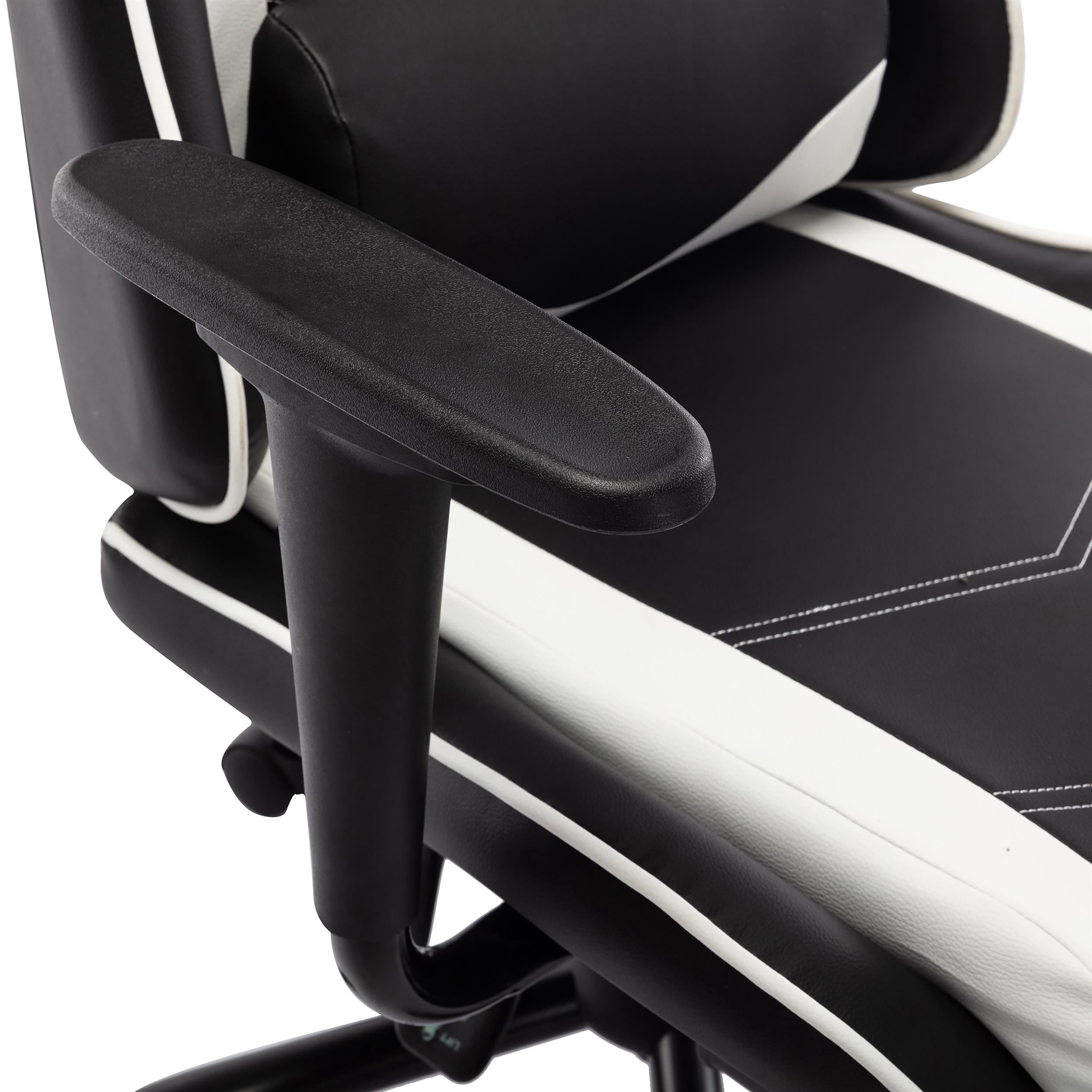 Furniture of America Igra Faux Leather Gaming Desk Chair in Black and White
