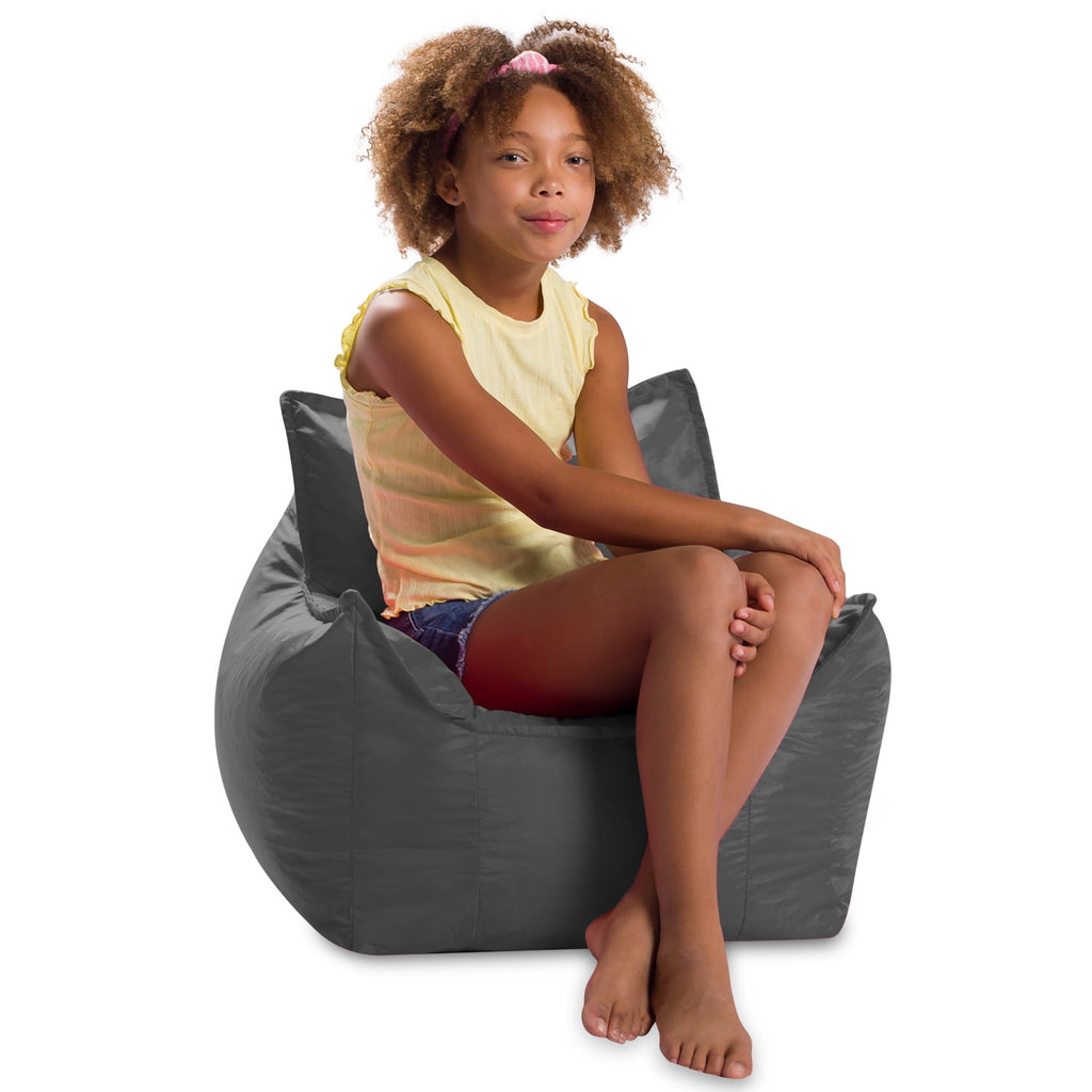 Posh Creations Newport Bean Bag Chair, Kids, 2.1 ft, Charcoal Gray
