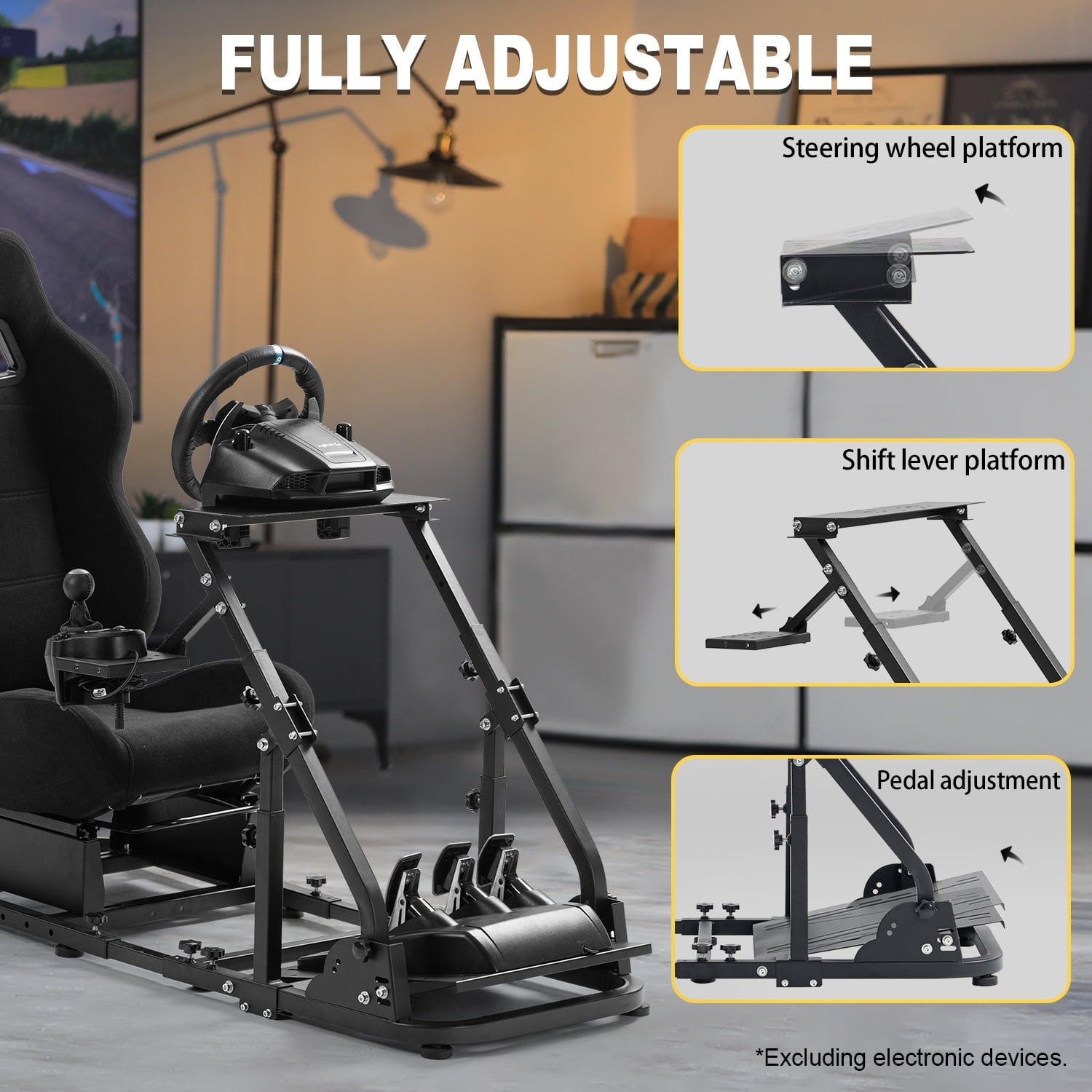 Marada Racing Cockpit with Seat Foldable Compatible with Logitech G25 G27 G29 G920 Thrustmaster T80 T150