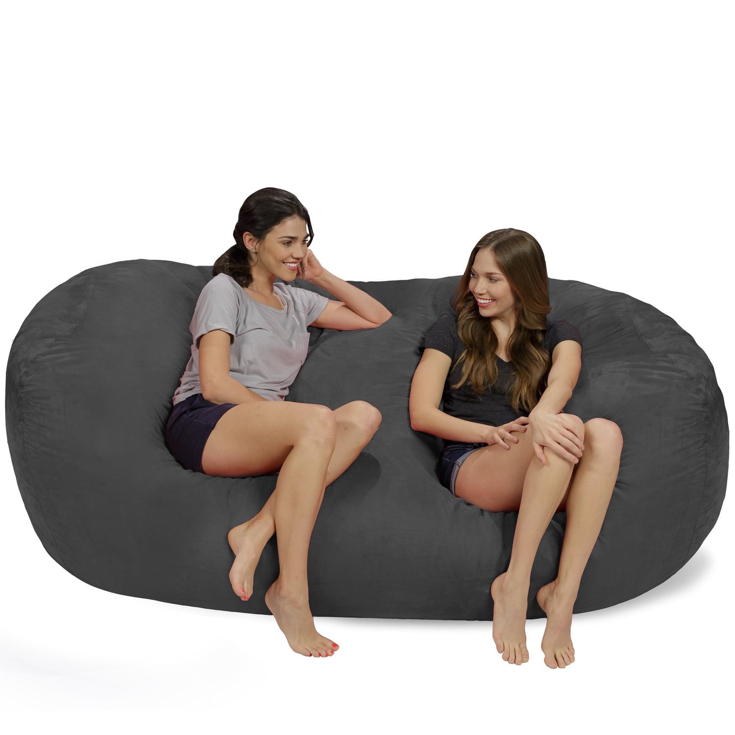 Chill Sack Bean Bag Chair, Memory Foam Lounger with Microsuede Cover, Kids, Adults, 6 ft, Gray