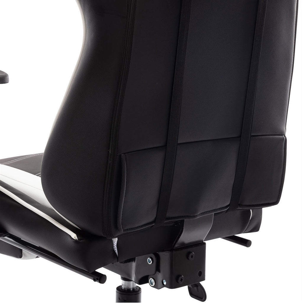 Furniture of America Igra Faux Leather Gaming Desk Chair in Black and White