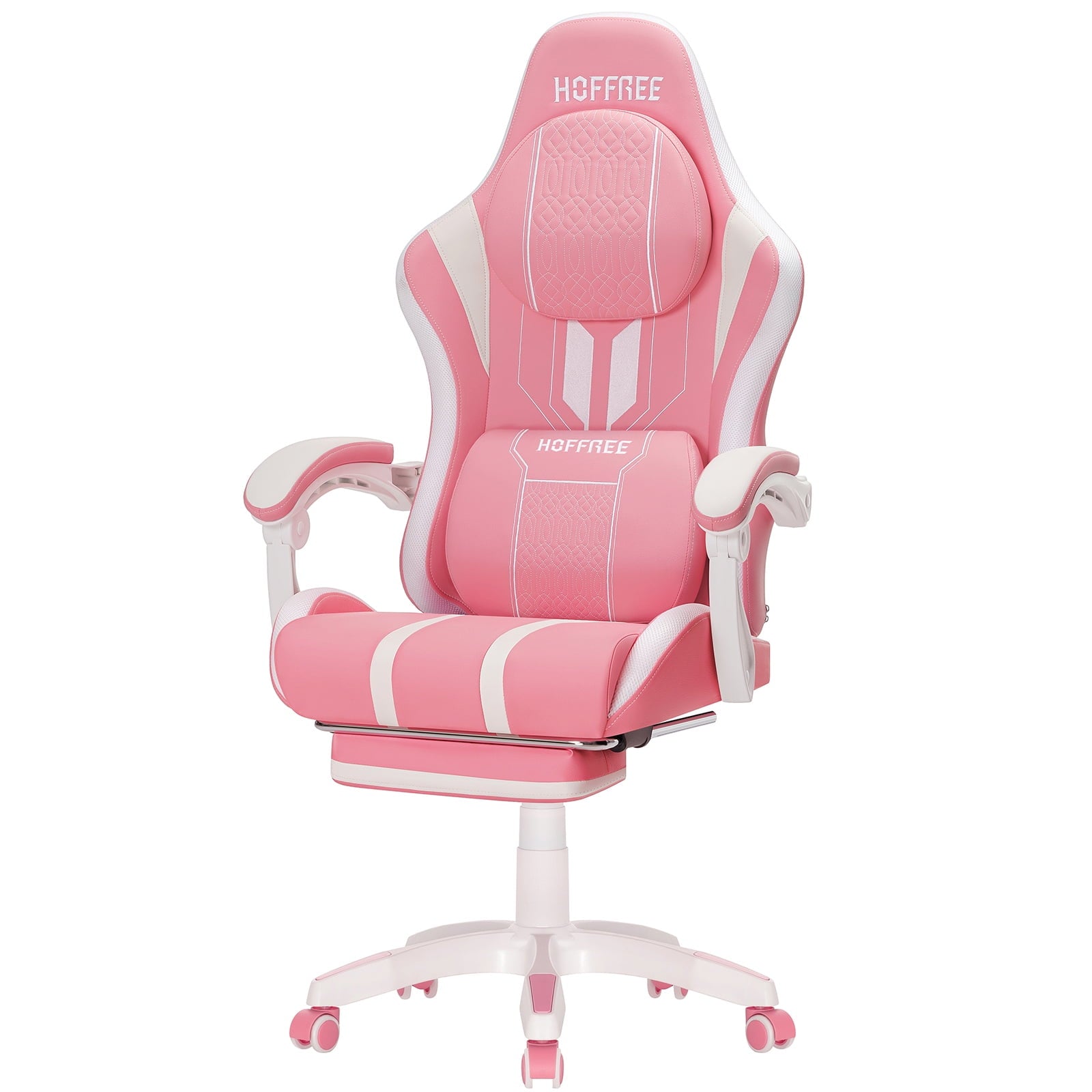Hoffree Gaming Chair with Speakers High Duty Video Game Chairs with Footrest Computer Gamer Chair with Massage Thickened Seat Cushion for  Home Office