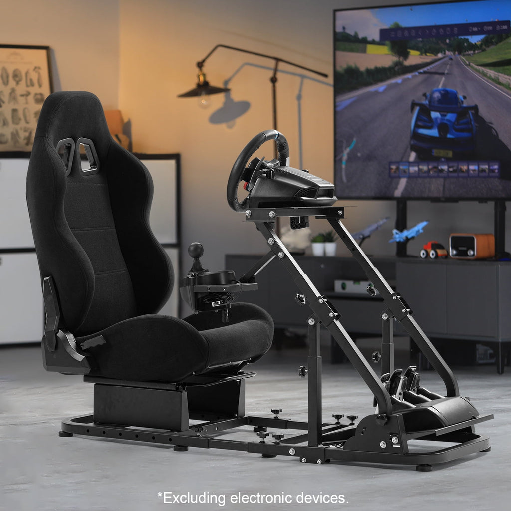 Marada Racing Cockpit with Seat Foldable Compatible with Logitech G25 G27 G29 G920 Thrustmaster T80 T150