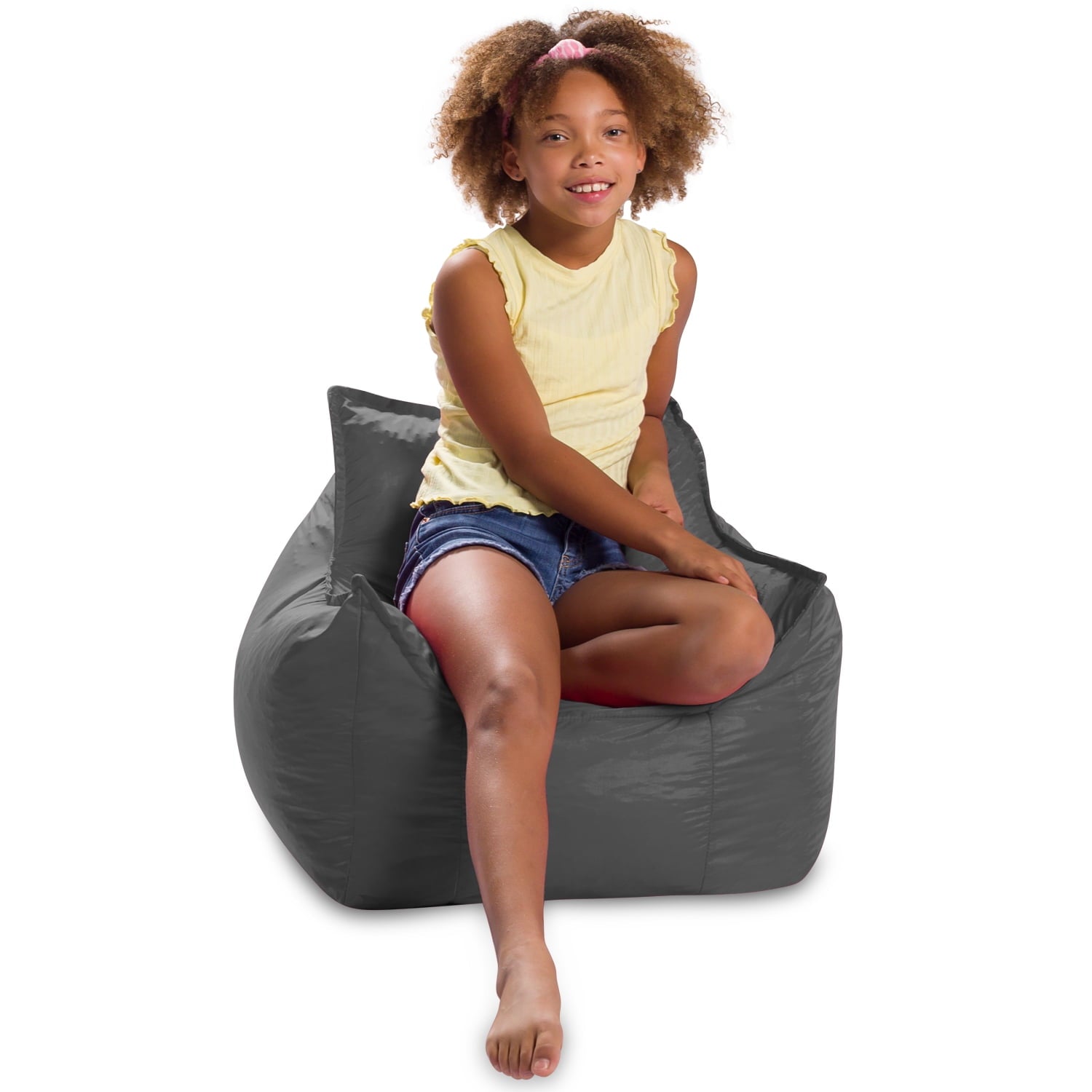 Posh Creations Newport Bean Bag Chair, Kids, 2.1 ft, Charcoal Gray