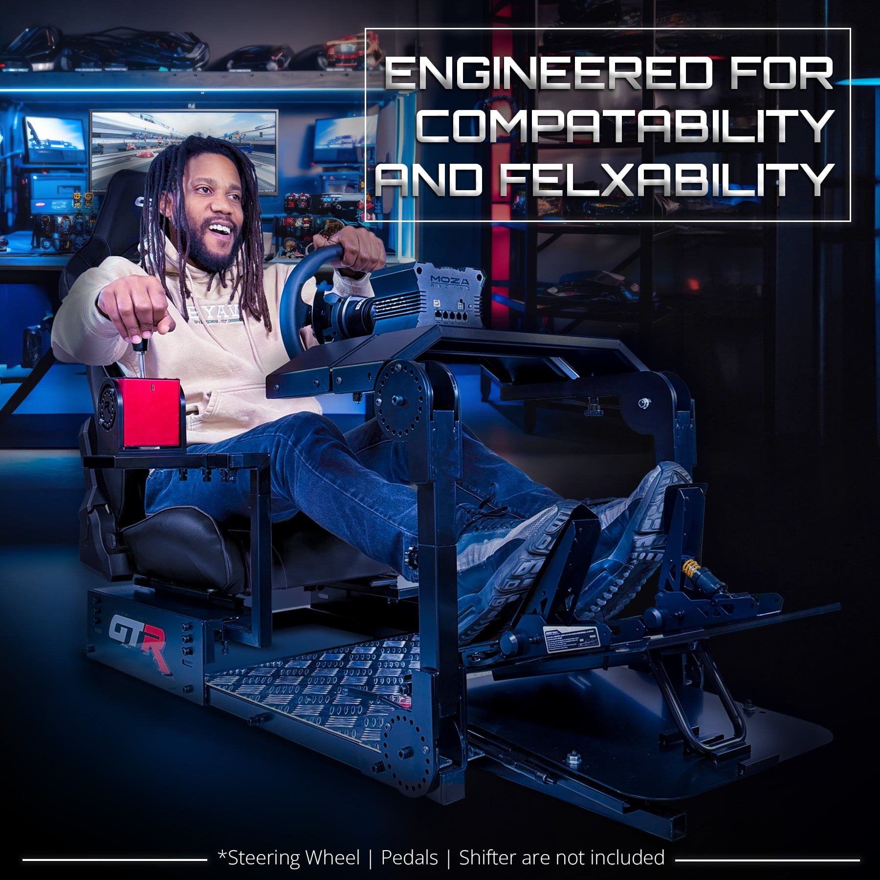 GTR Simulator GTA Pro Model Sim Rig – Strong Steel Chassis – Adjustable Wheel & Pedals