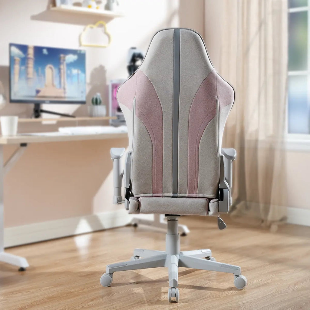 X Rocker Mysa PC Gaming Chair, Gray/Pink, Gray Base, 24.4 x 27.2 x 48.4-51.2