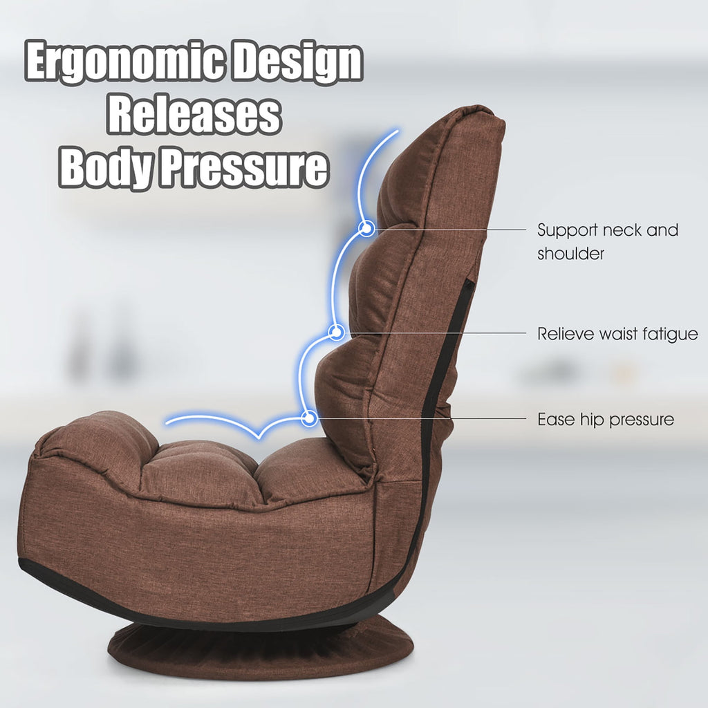 Costway  6-Position Folding Lazy Sofa  Gaming Chair Fabric  360 Degree Swivel Coffee