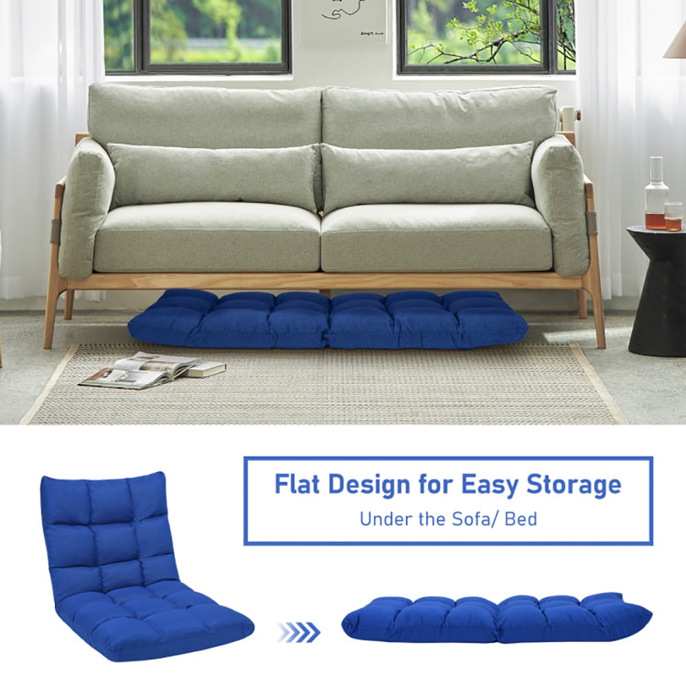 Barara King Floor Chair, Sofa Chair, Floor Seat,14-Position Adjustable Folding Lazy Gaming Sofa-Blue