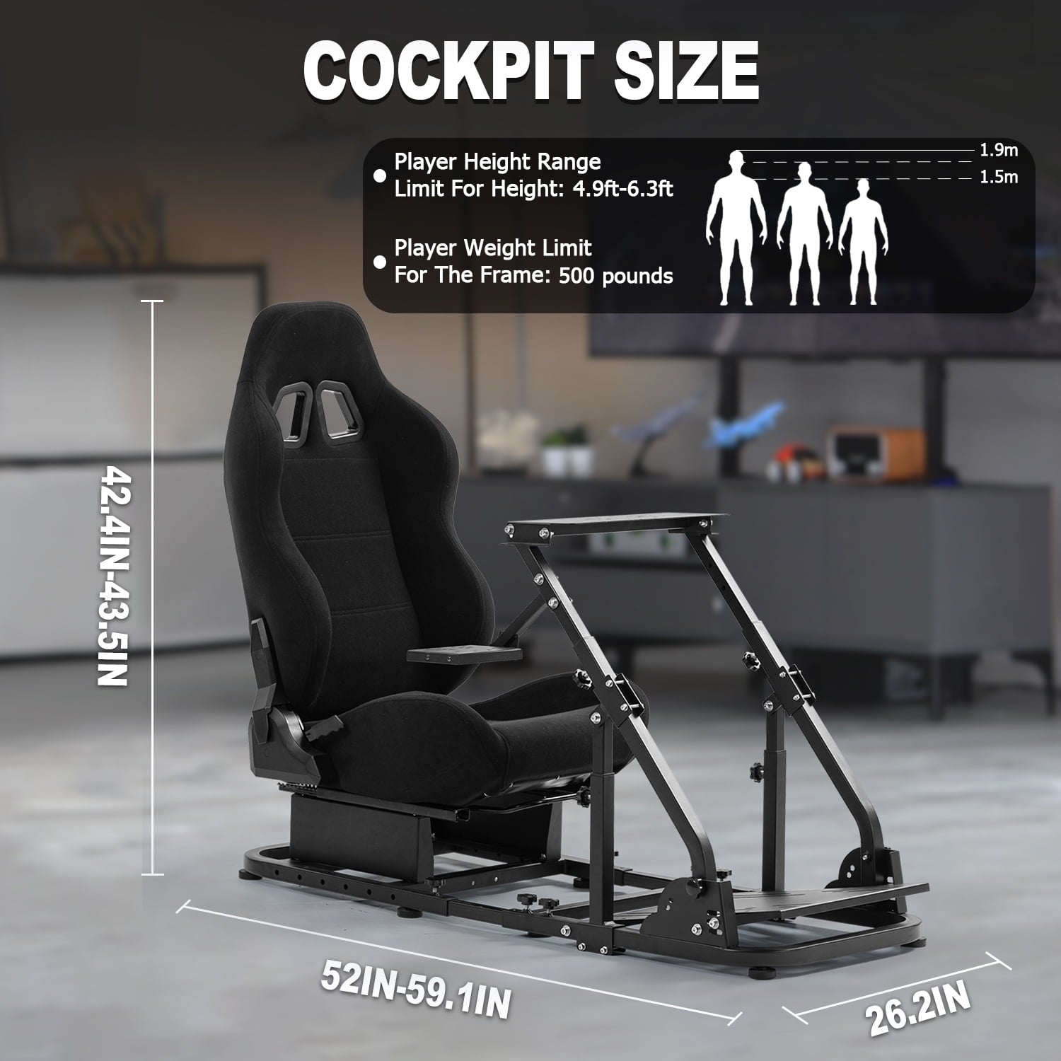 Marada Racing Cockpit with Seat Foldable Compatible with Logitech G25 G27 G29 G920 Thrustmaster T80 T150