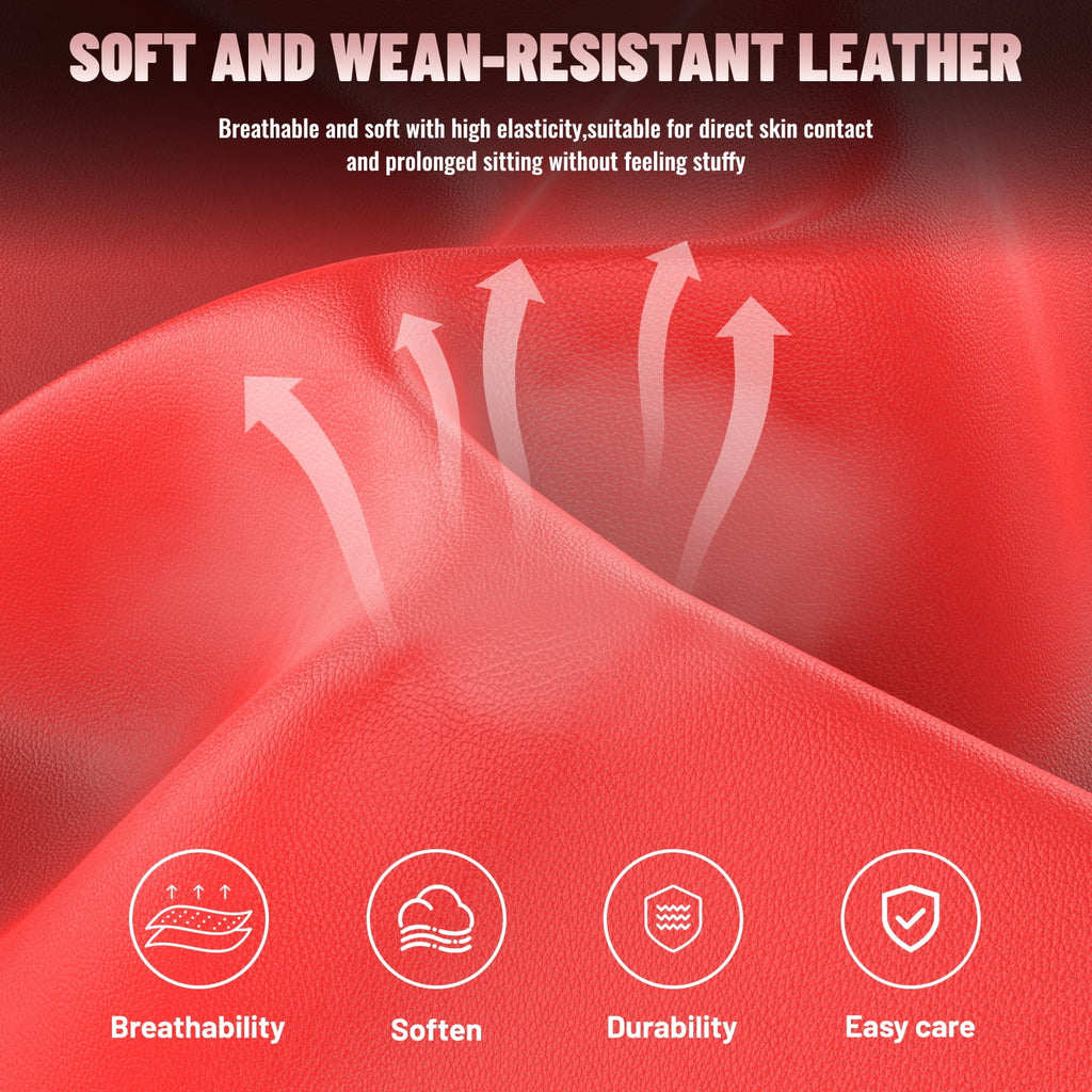 SOONTRANS Gaming Chair, High Back PU Leather Gamer Chair Game with Massage & Footrest, Reclining Ergonomic Computer Office Chair for Adults, Racing Style Video Game Chair, Red