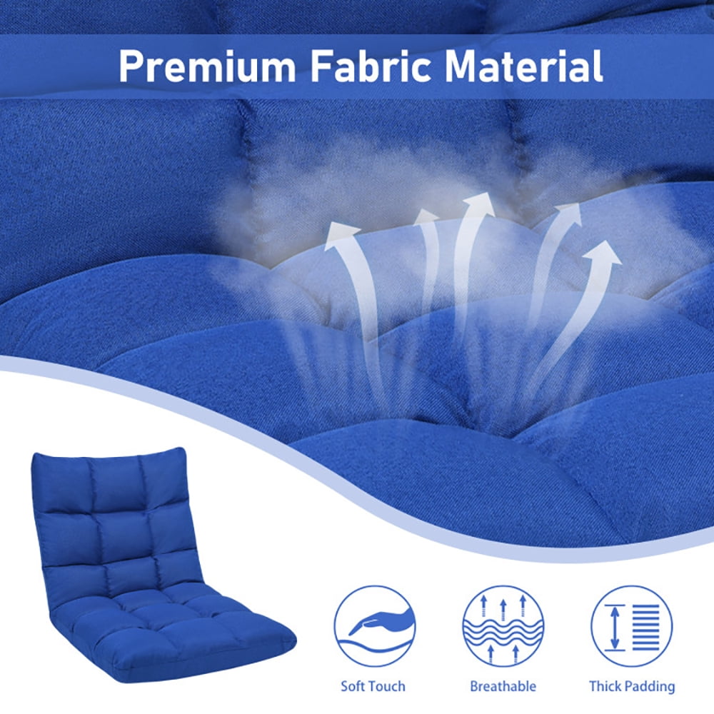 Barara King Floor Chair, Sofa Chair, Floor Seat,14-Position Adjustable Folding Lazy Gaming Sofa-Blue