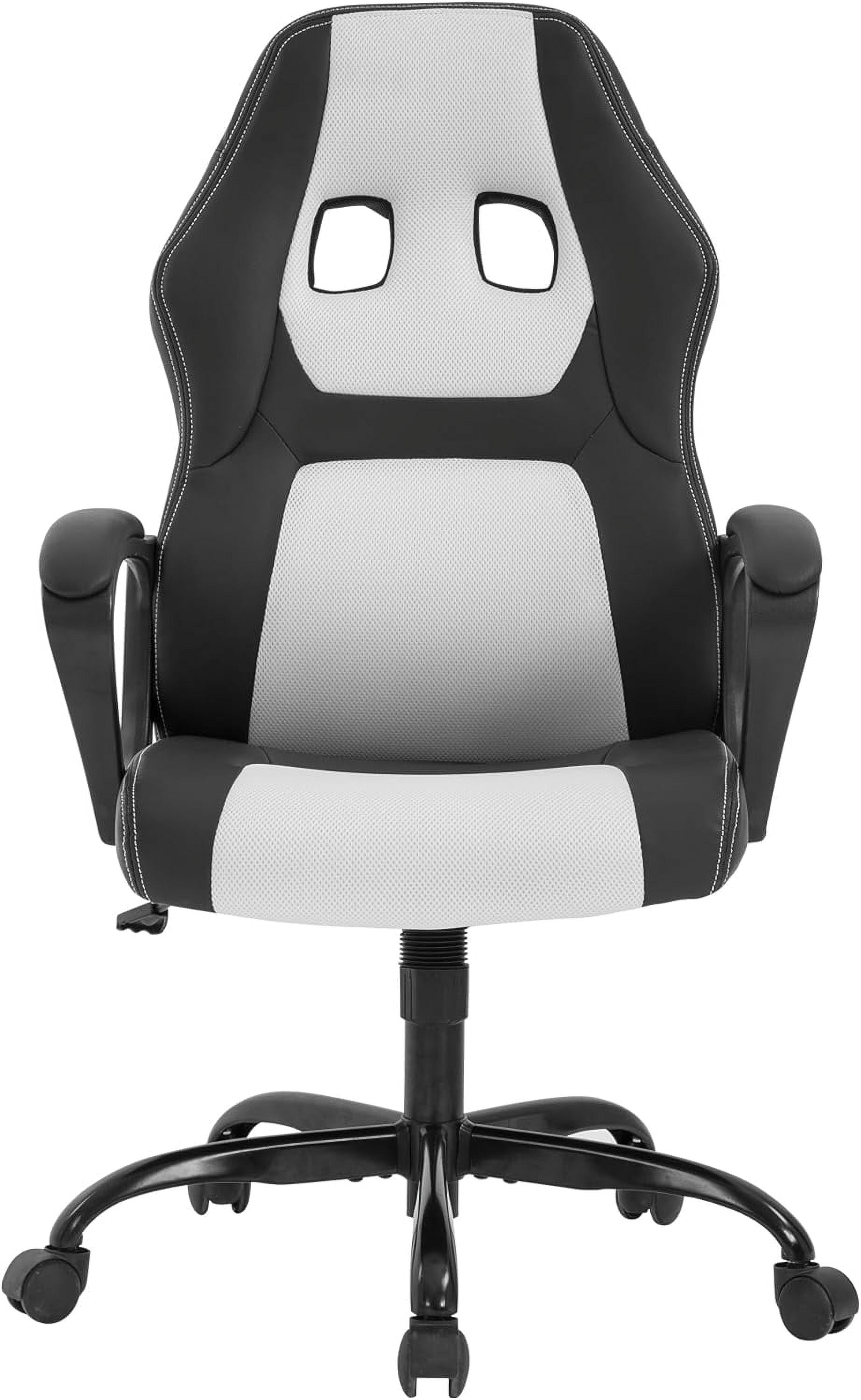 PayLessHere Black Gaming Chair - Ergonomic PU Leather w/Lumbar Support & Headrest