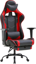 PayLessHere Red Gaming Office Chair - Ergonomic PU Leather w/Lumbar Support & Footrest，Rolling Swivel