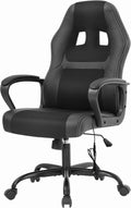 PayLessHere Black Gaming Chair - Ergonomic PU Leather w/Lumbar Support & Headrest