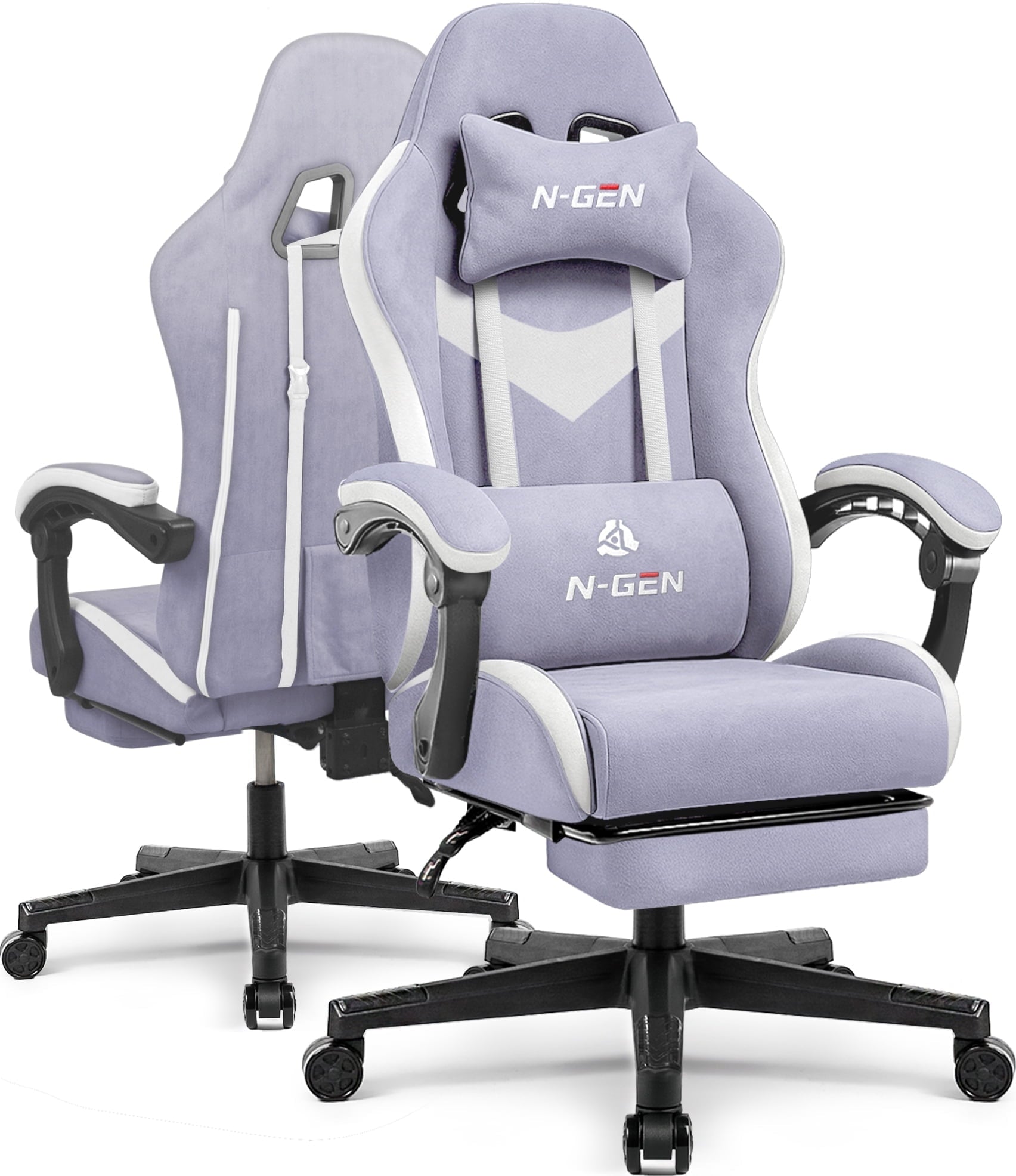 CELTOSS Black Fabric Gaming Chair with Footrest, Comfortable Computer Office Chair with Lumbar Cushion, High Back Gamer Game Chair for Adult, Reclining Video Desk Chair