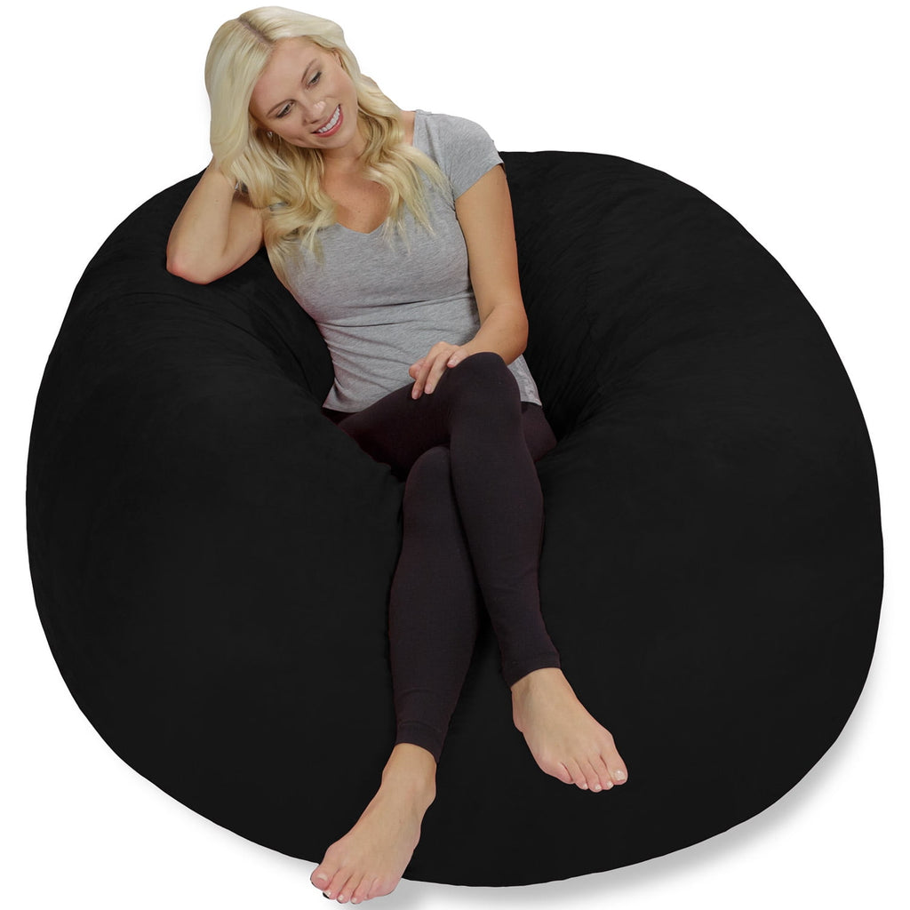 Chill Sack Bean Bag Chair, Memory Foam Lounger with Microsuede Cover, Kids, Adults, 5 ft, Charcoal
