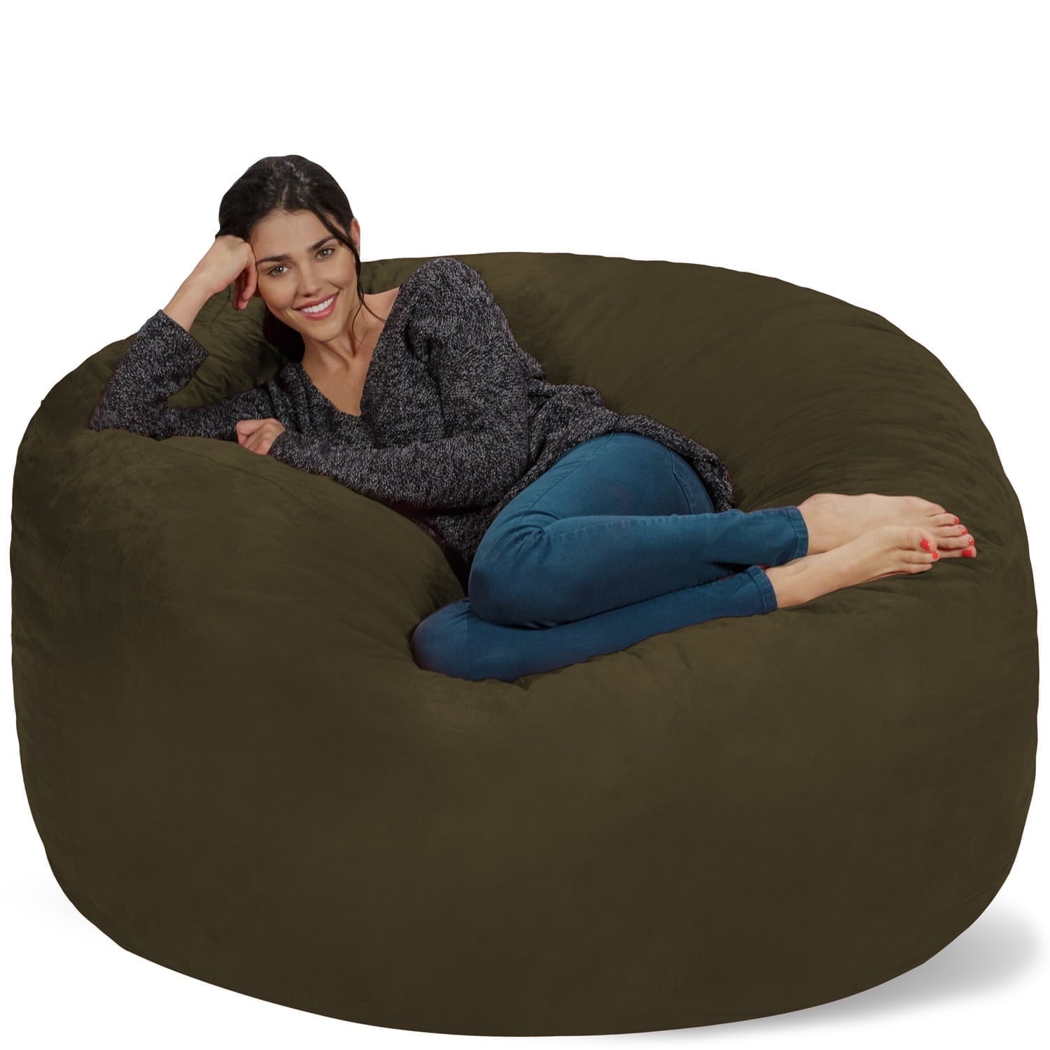 Chill Sack Bean Bag Chair, Memory Foam Lounger with Microsuede Cover, Kids, Adults, 5 ft, Charcoal