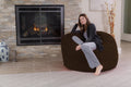 Chill Sack Bean Bag Chair, Memory Foam Lounger with Ultra Fur Cover, Kids, Adults, 4 ft, Brown