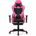 Costway Massage Gaming Chair Reclining Racing Office Computer Chair with Footrest Pink