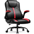 GTPLAYER Adjustable Height Video Gaming Computer Chair with Rocking Function and Flip-up Armrest, Red