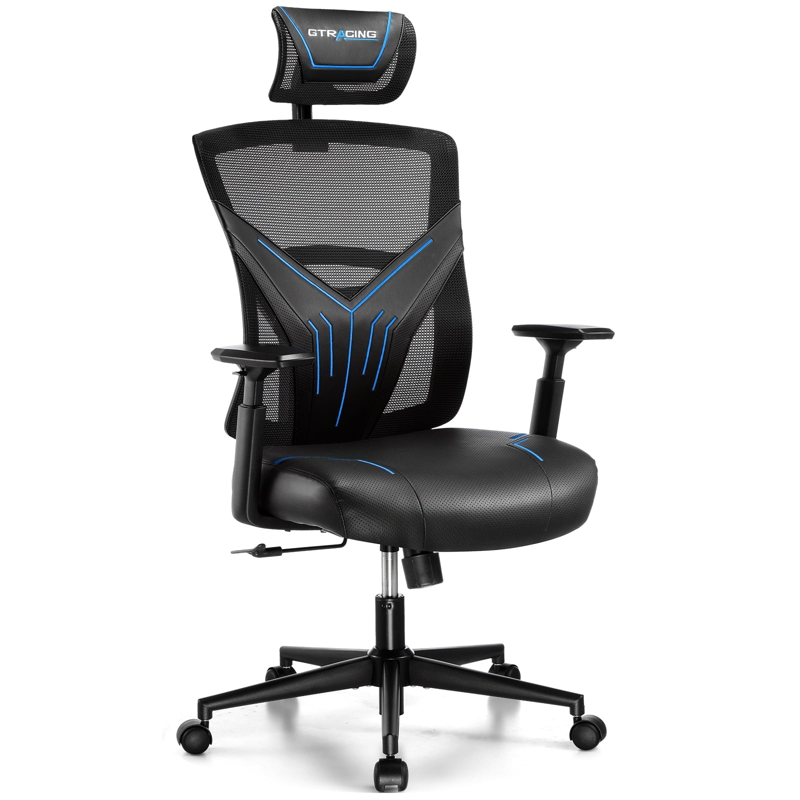 GTRACING Gaming Chair, Computer Chair with Mesh Back, Ergonomic Video Game Chair, Reclining Gaming Chair, Blue