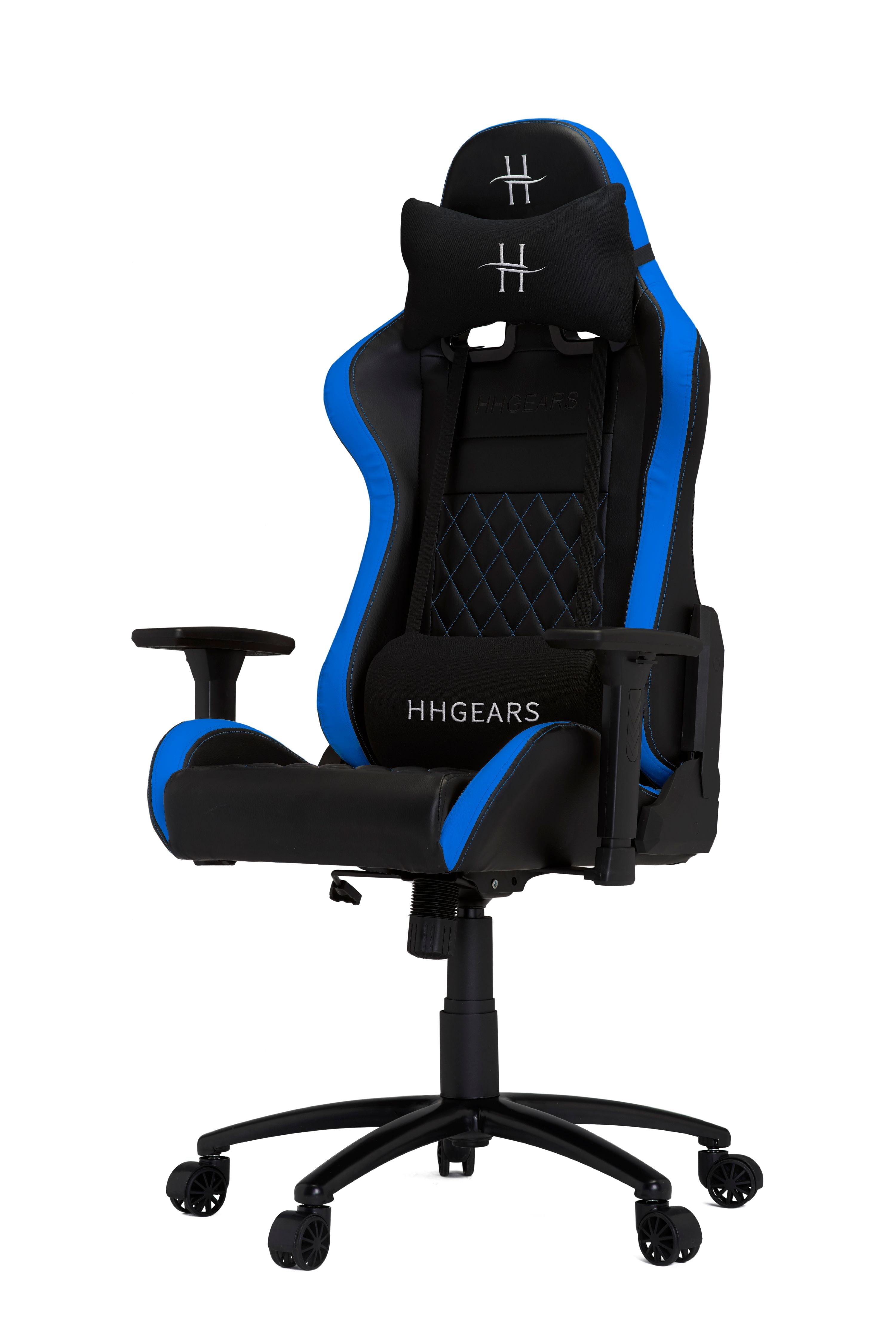 HHGears XL 500 Series Gaming Chair Black and Blue with Headrest/Lumbar Pillows