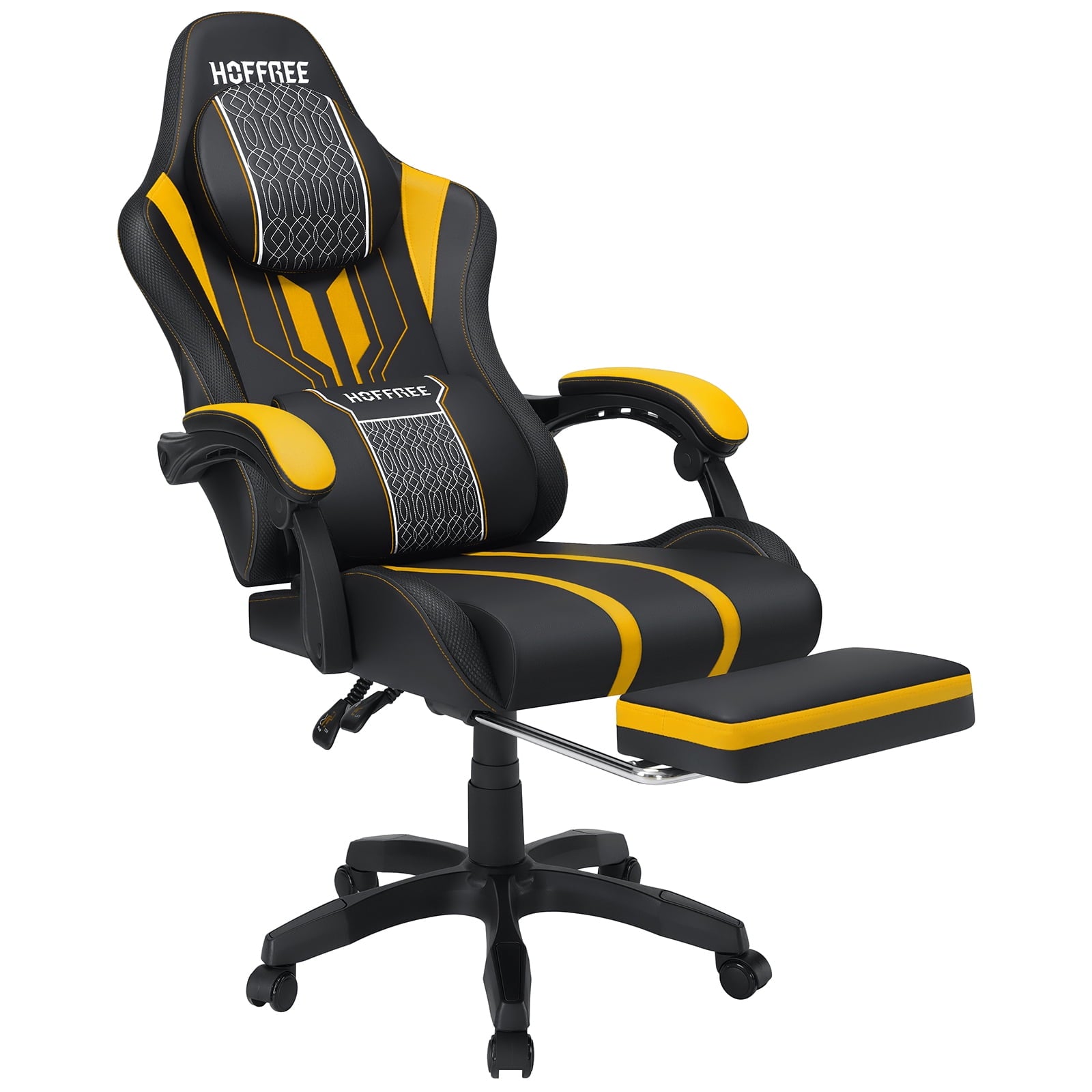 Hoffree Gaming Chair with Speakers High Duty Video Game Chairs with Footrest Computer Gamer Chair with Massage Thickened Seat Cushion for  Home Office