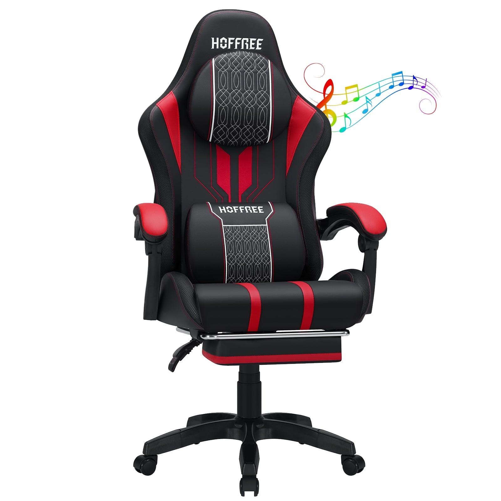 Hoffree Gaming Chair with Speakers High Duty Video Game Chairs with Footrest Computer Gamer Chair with Massage Thickened Seat Cushion for  Home Office