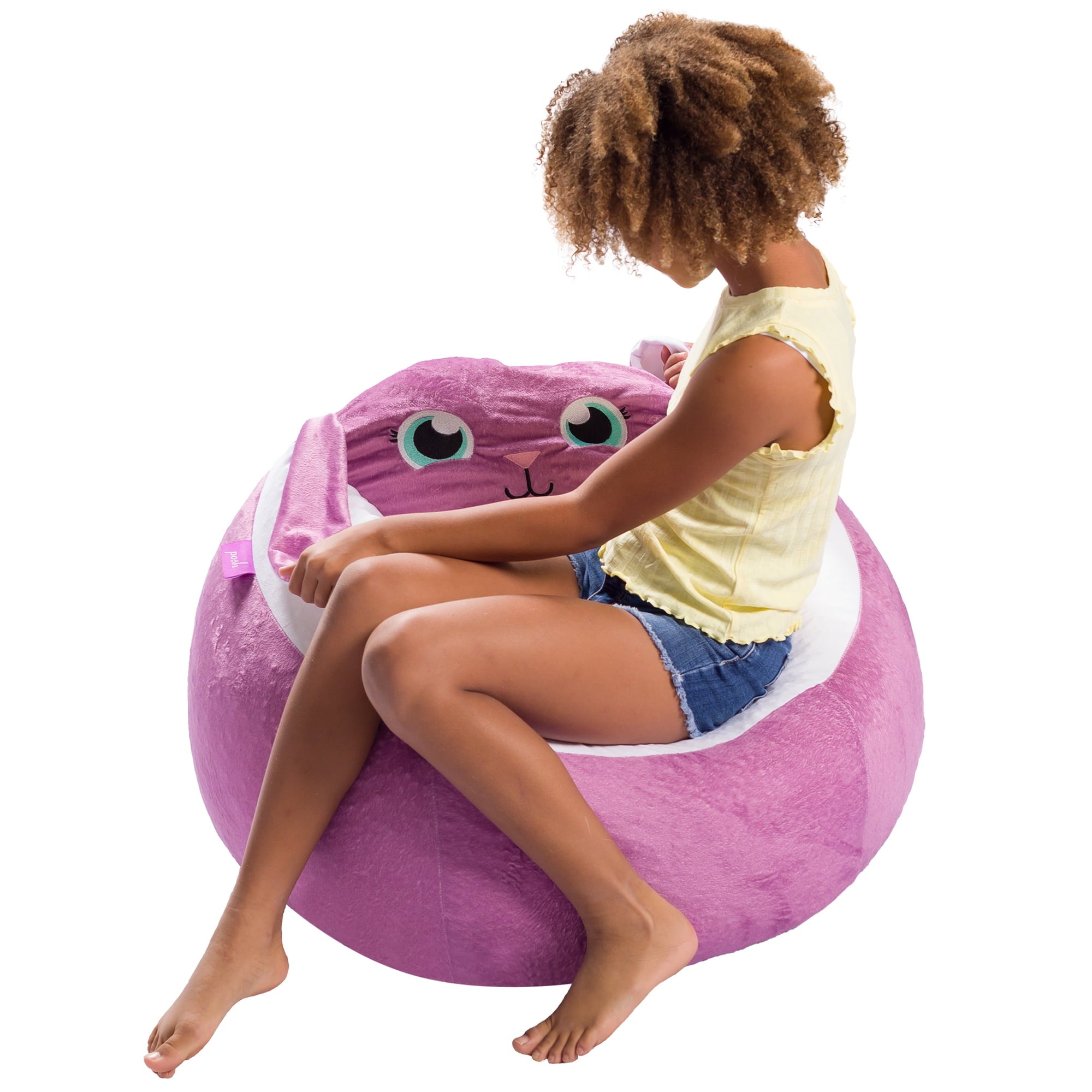 Posh Creations Cute Soft Bean Bag Chair for Kids, Furry, 2.5ft, Large, Animal - White Unicorn