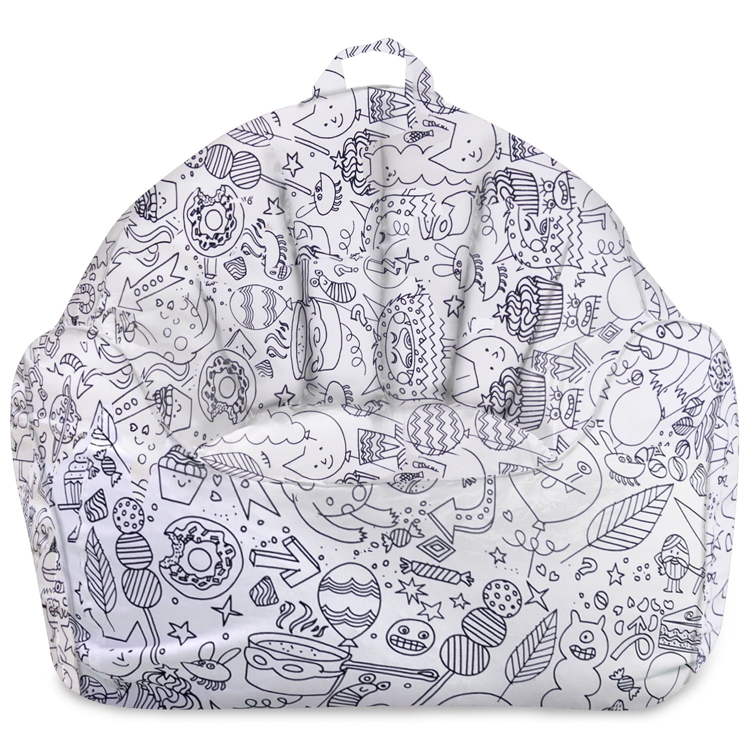 Posh Creations Malibu Bean Bag Chair Lounger, Kids, 2.8 ft, Black