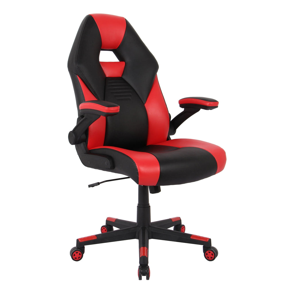 RS Gaming™ RGX Faux Leather High-Back Gaming Office Chair, Black/Red, BIFMA Compliant