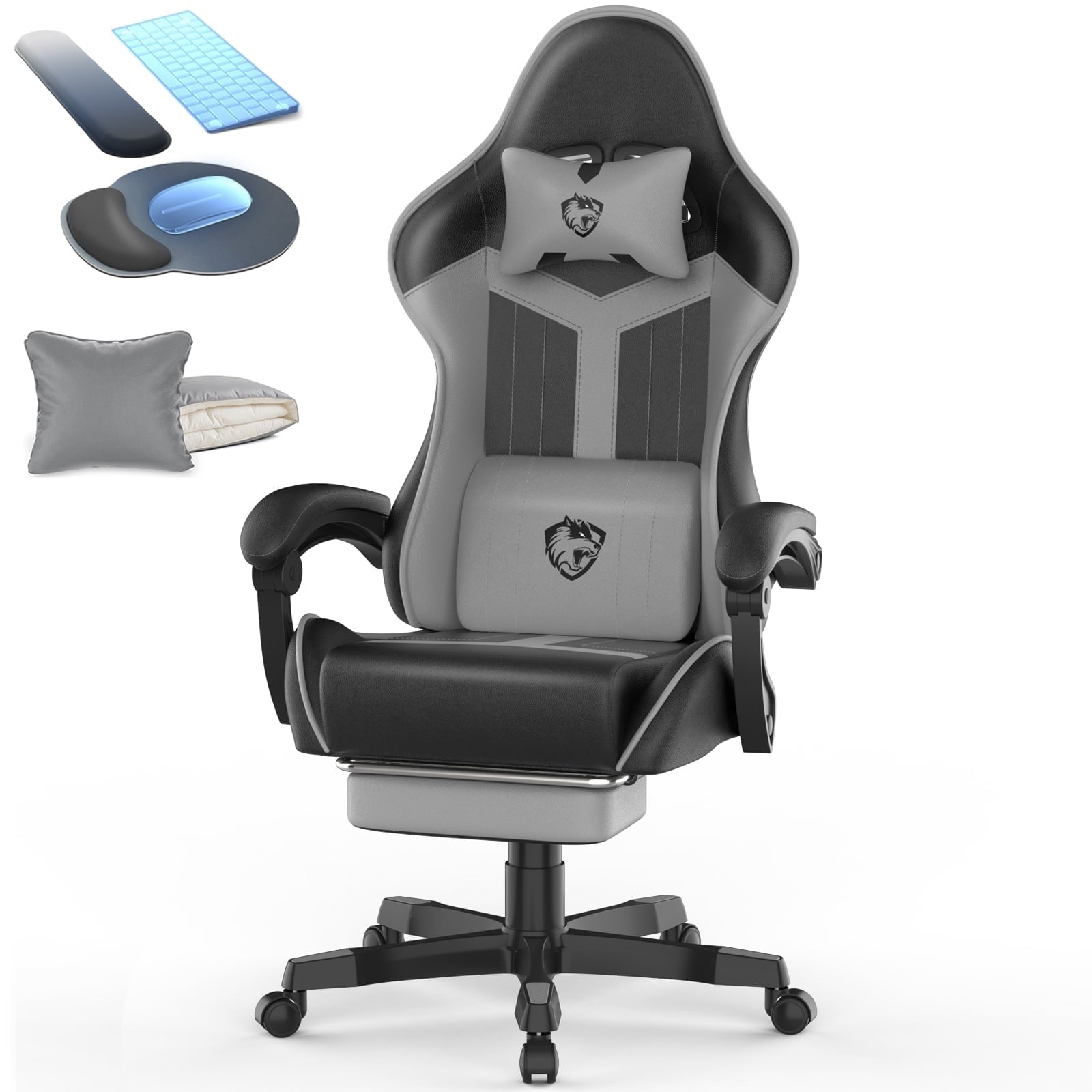 SOONTRANS Gaming Chair, High Back PU Leather Gamer Chair Game with Massage & Footrest, Reclining Ergonomic Computer Office Chair for Adults, Racing Style Video Game Chair, Red