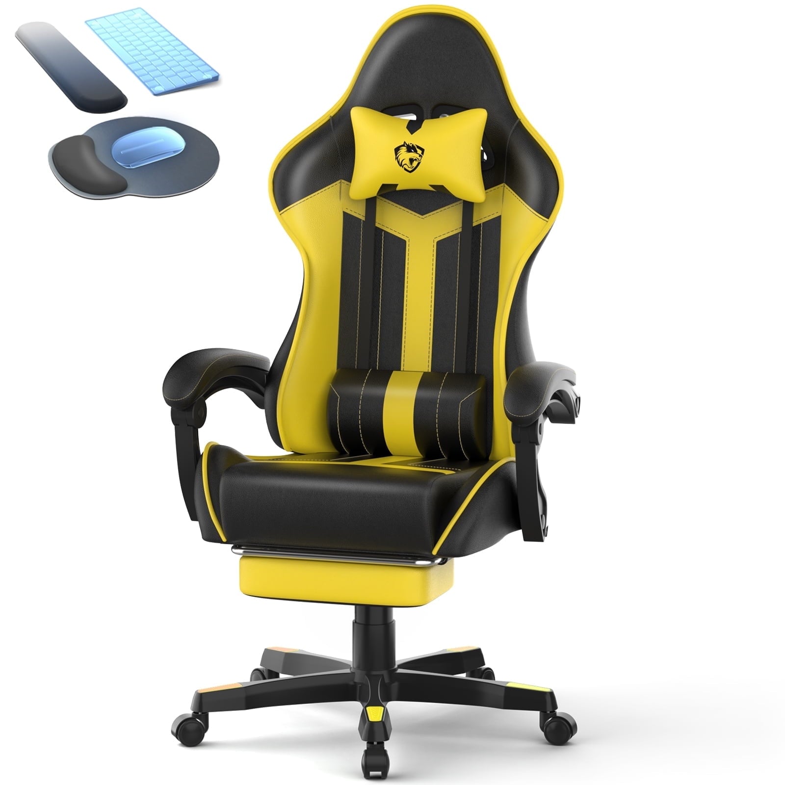 SOONTRANS Gaming Chair, High Back PU Leather Gamer Chair Game with Massage & Footrest, Reclining Ergonomic Computer Office Chair for Adults, Racing Style Video Game Chair, Red