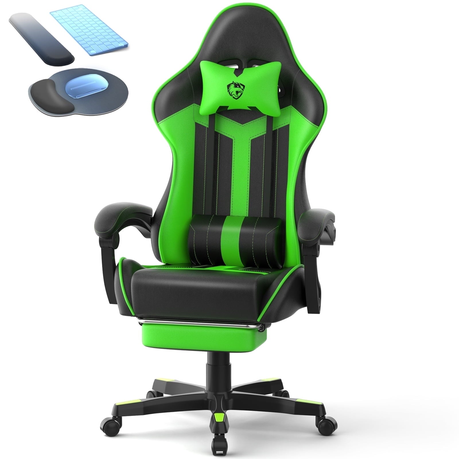 SOONTRANS Gaming Chair, High Back PU Leather Gamer Chair Game with Massage & Footrest, Reclining Ergonomic Computer Office Chair for Adults, Racing Style Video Game Chair, Red