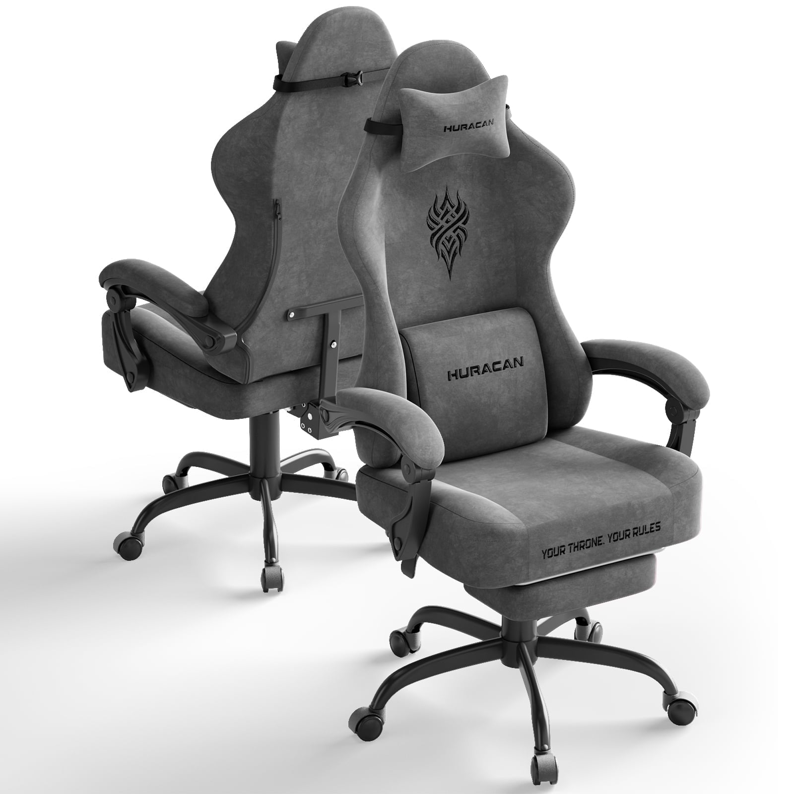 SOONTRANS Blue Gaming Chair for Adult, Velvet Fabric Ergonomic Comfortable Video Gamer Chair with Footrest, Reclining Office Computer Desk Game Chairs with Massage Lumbar Cushion, Headrest