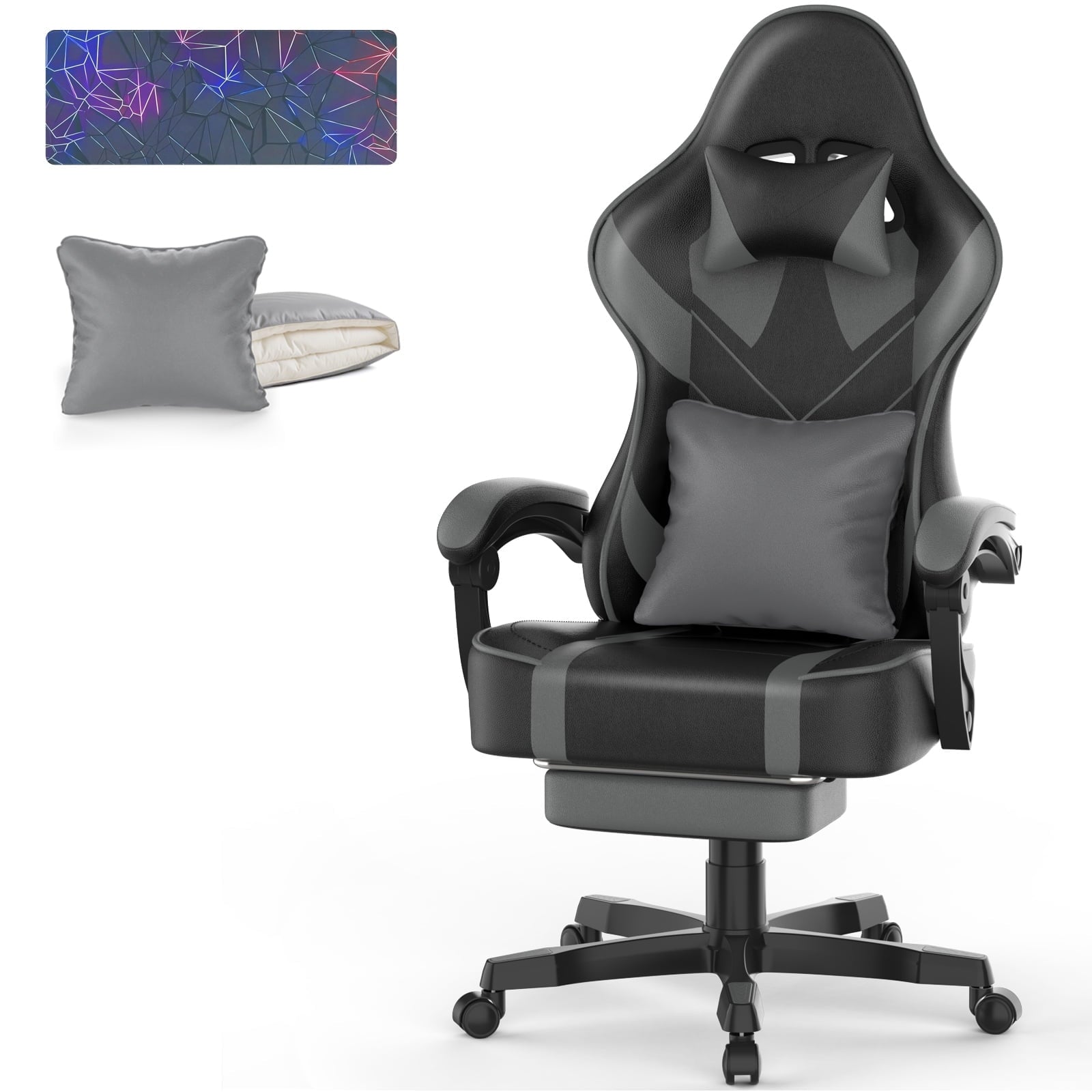 SOONTRANS Gaming Chair, High Back PU Leather Gamer Chair Game with Massage & Footrest, Reclining Ergonomic Computer Office Chair for Adults, Racing Style Video Game Chair, Red