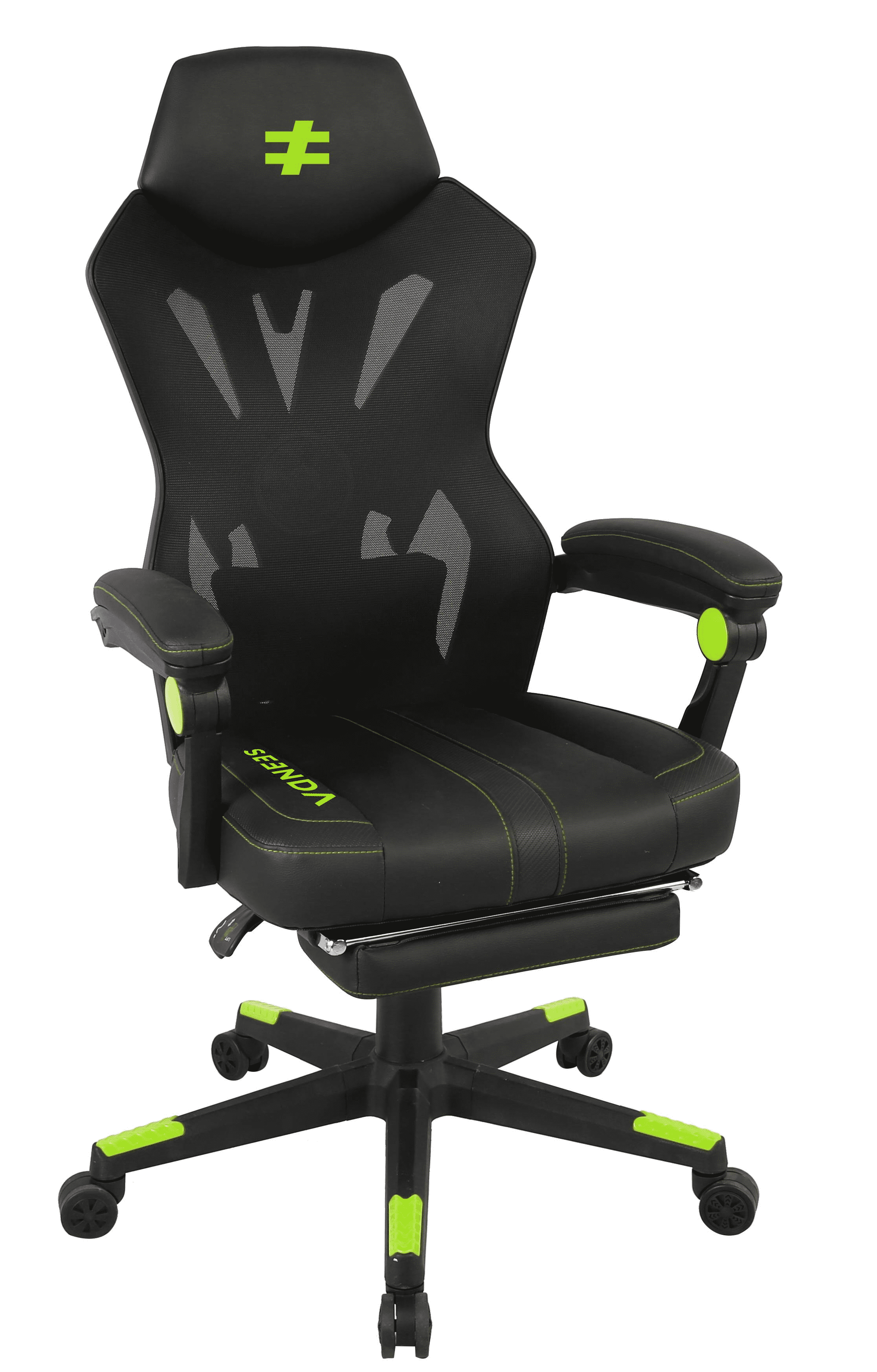 Seenda Gaming Chair, Computer Chair with Mesh Back, Ergonomic Office Desk Chair with Footrest, Reclining Video Game Chair with Adjustable Headrest and Lumbar Support for Gaming and Office