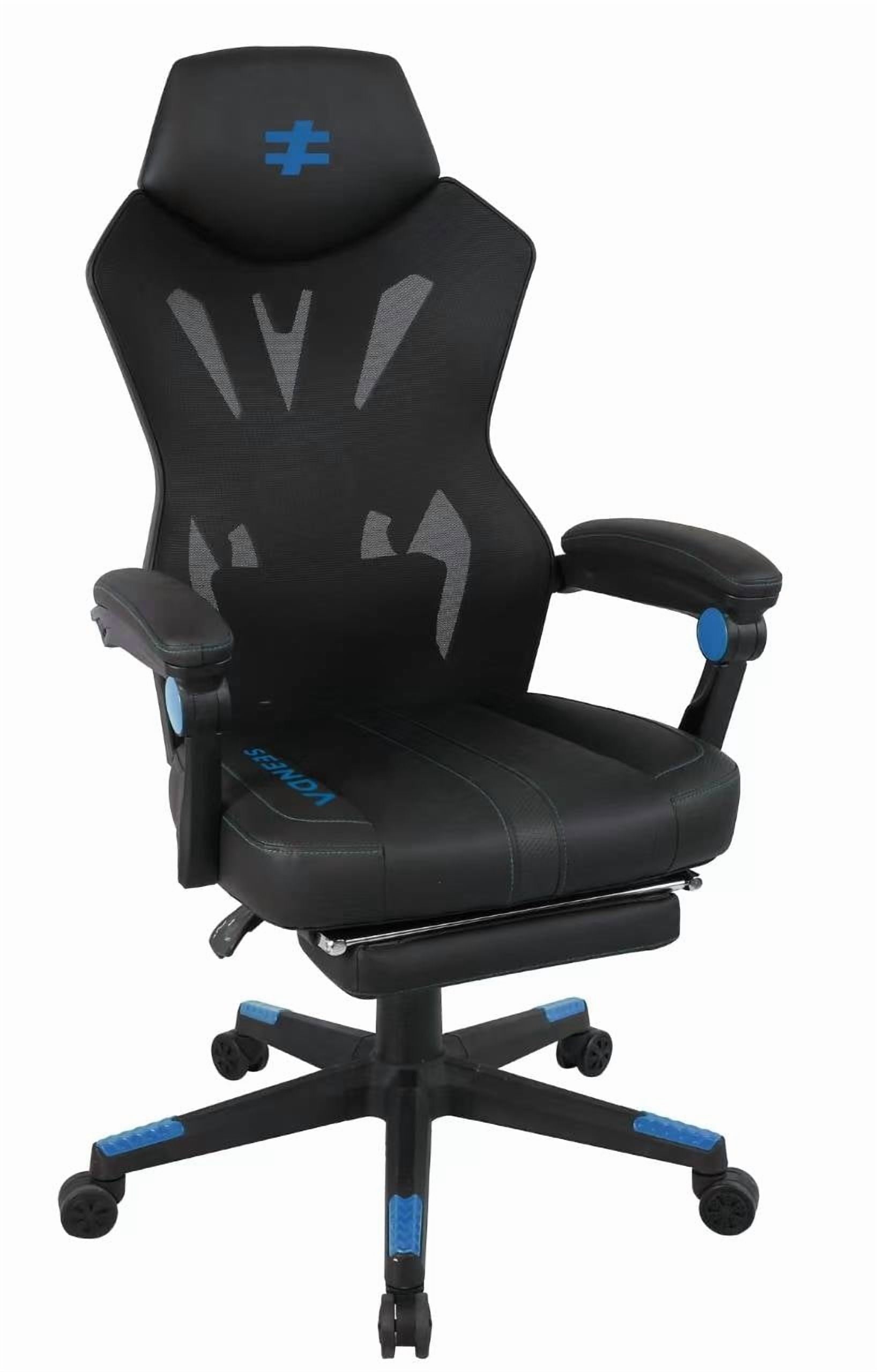 Seenda Gaming Chair, Computer Chair with Mesh Back, Ergonomic Office Desk Chair with Footrest, Reclining Video Game Chair with Adjustable Headrest and Lumbar Support for Gaming and Office